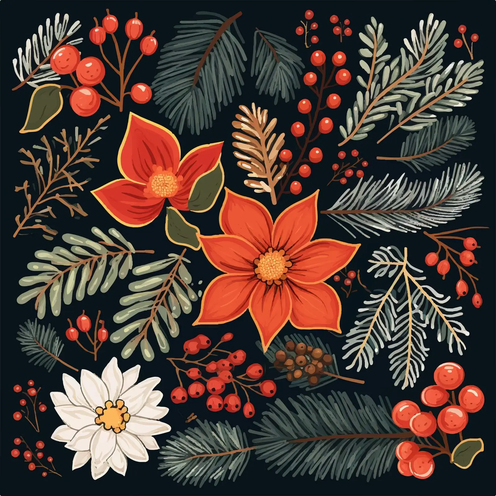 Branch and Cone Square Frame Vector Design – free coniferous image from Dotvec