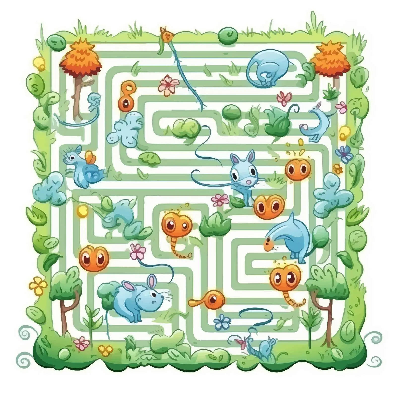 Colorful Square Maze Puzzle for Kids — free download from Dotvec