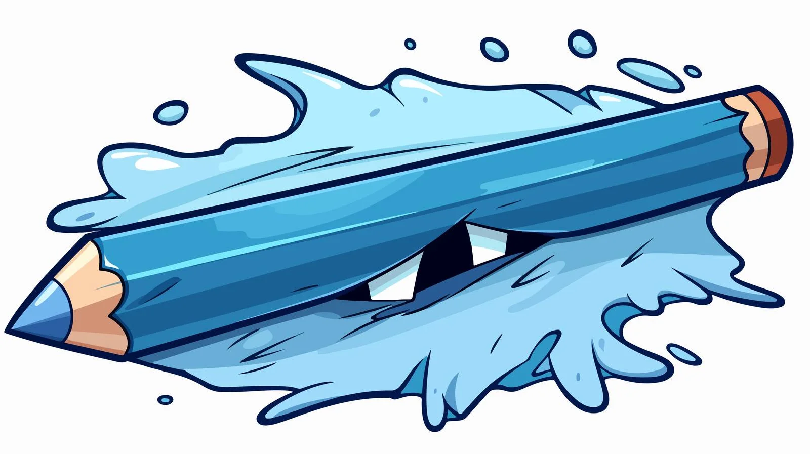 Blue Pencil Cartoon Sticker — free download from Dotvec