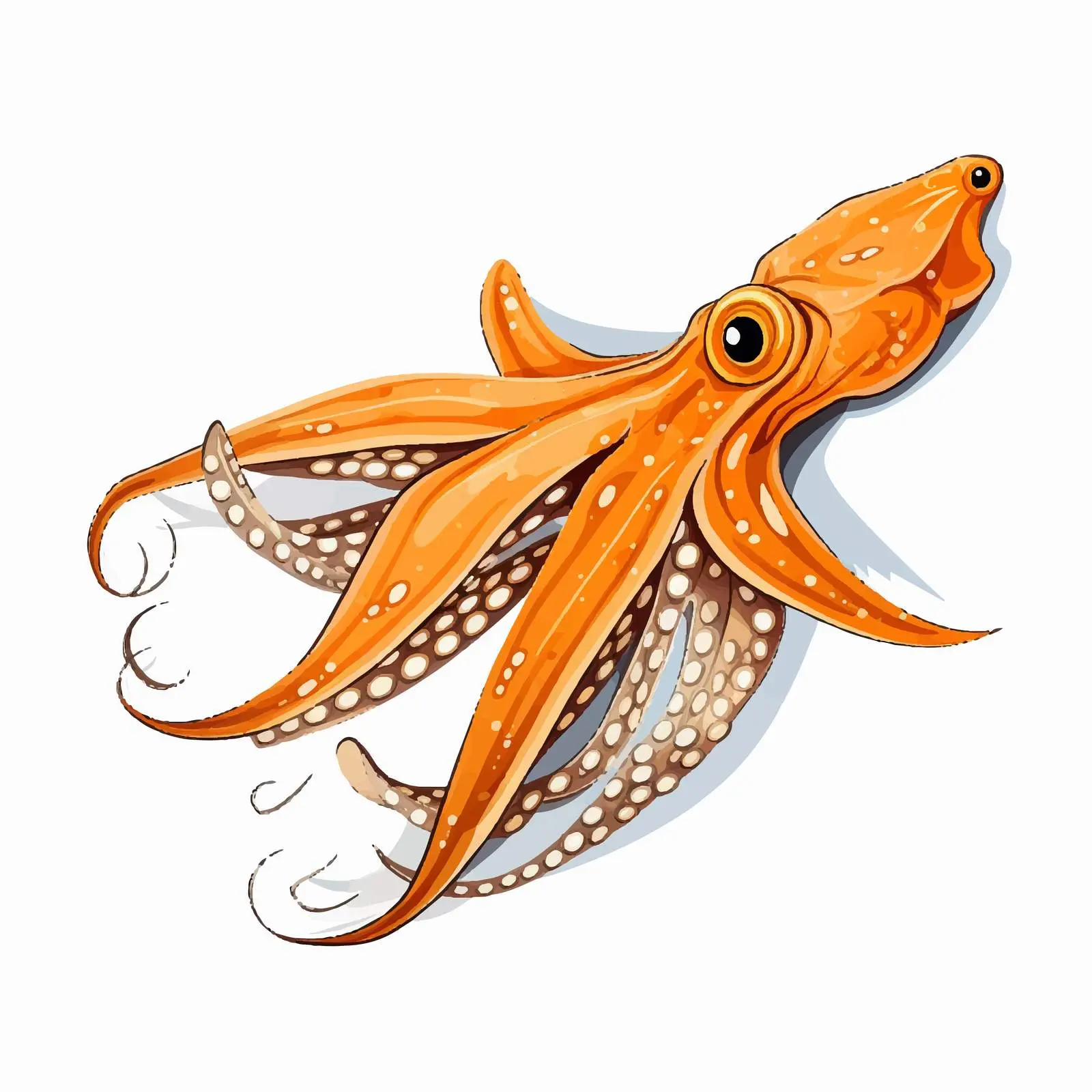 Top View Squid Vector Illustration on White Background – free prawn image from Dotvec