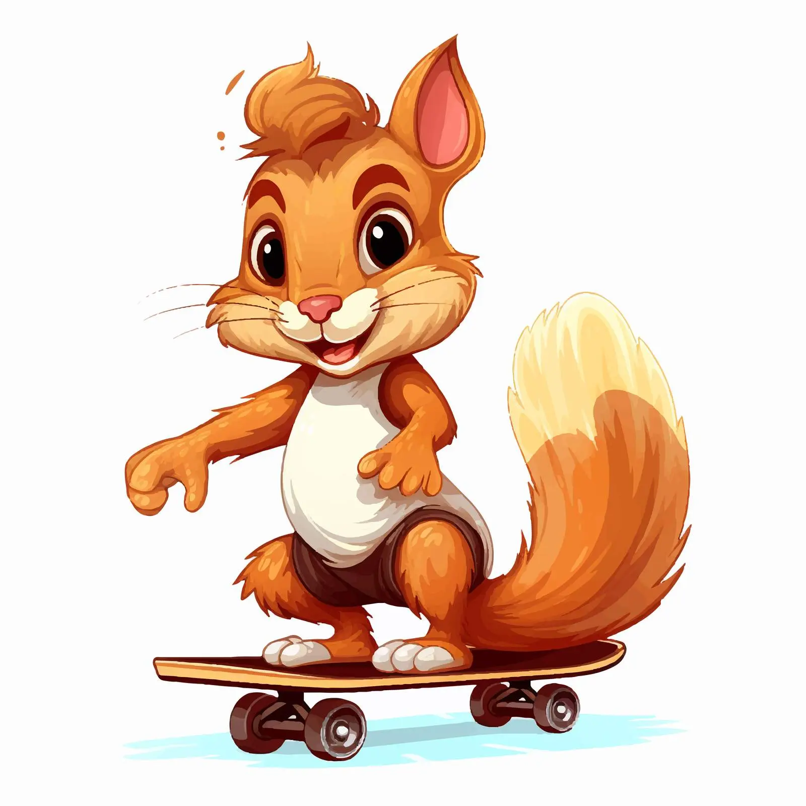 Squirrel on Skateboard Vector Illustration – free action pose image from Dotvec