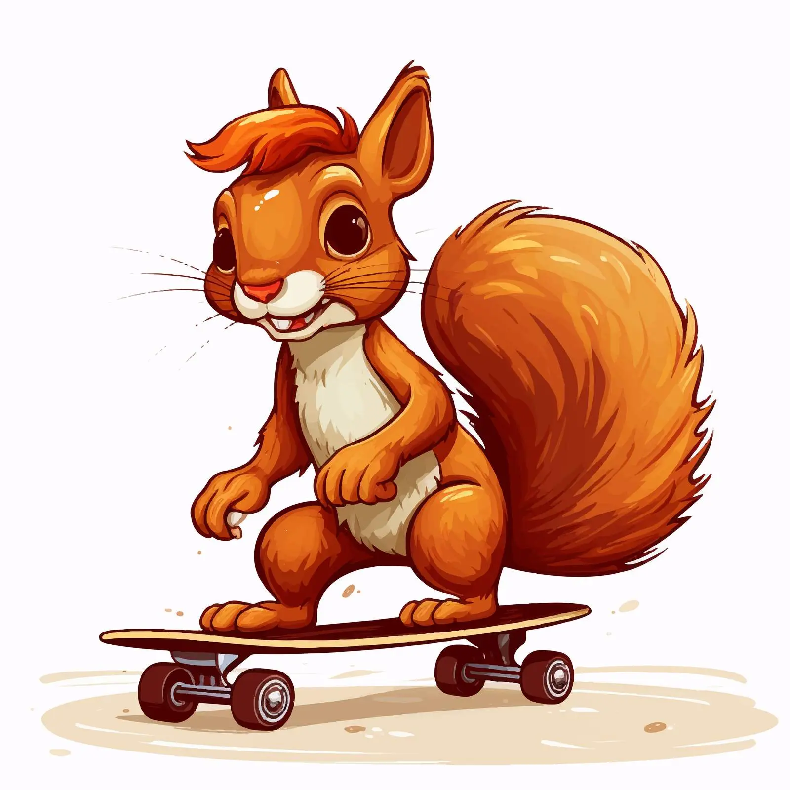 Squirrel on Skateboard Vector Illustration – free cartoonish style image from Dotvec