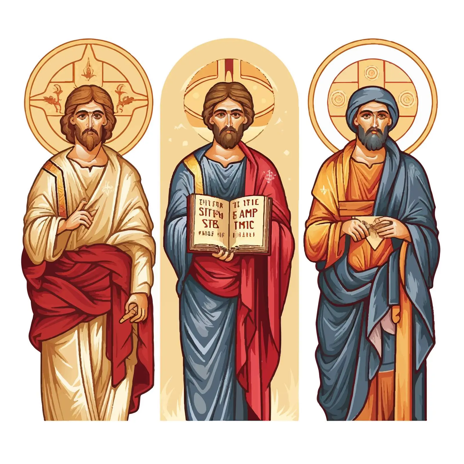 Apostles Luke, John, and Matthew Vector Illustration – free biblical illustrations image from Dotvec