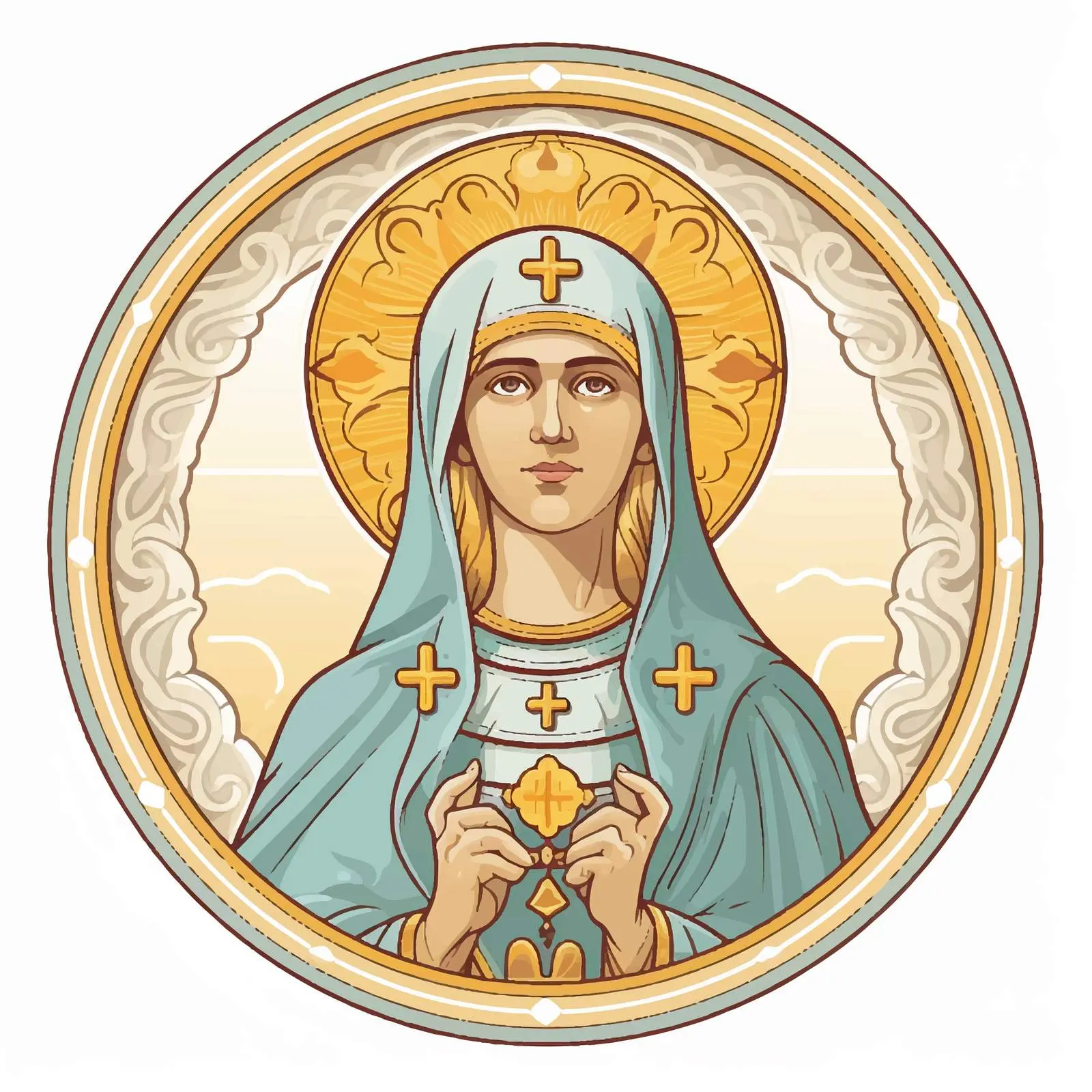 St. Maria Byzantine Style Fresco Illustration — free download from Dotvec