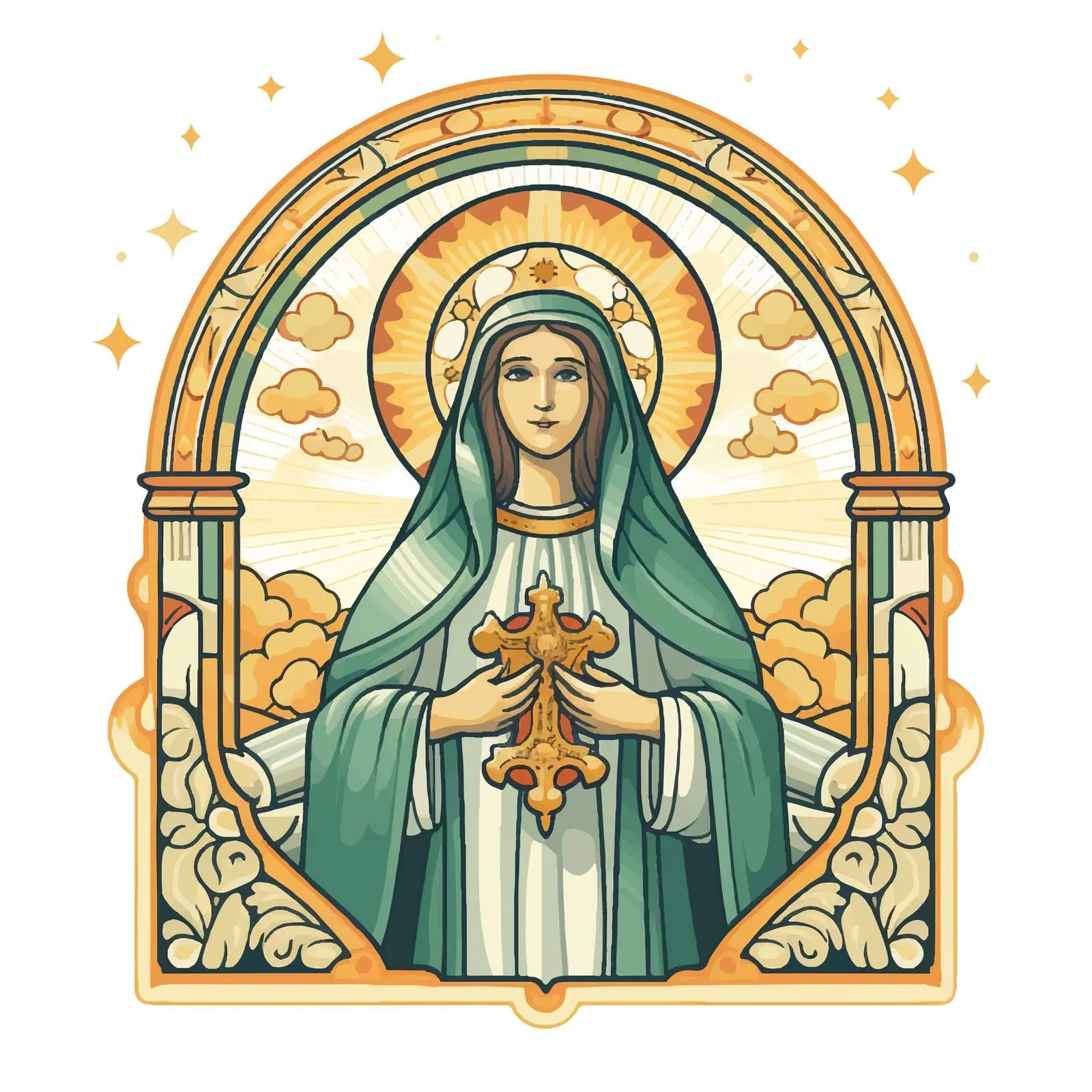 St. Maria Byzantine Style Fresco Illustration — free download from Dotvec