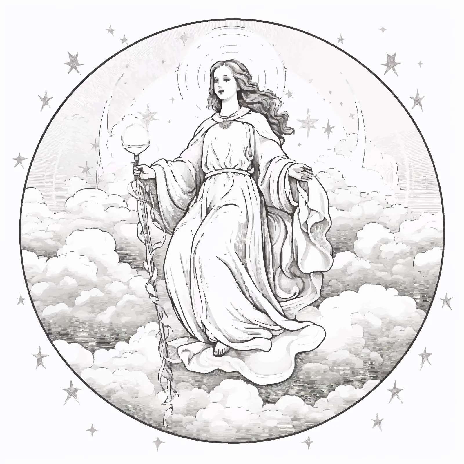 Vintage Style Easter Illustration of St. Maria and Jesus — free download from Dotvec