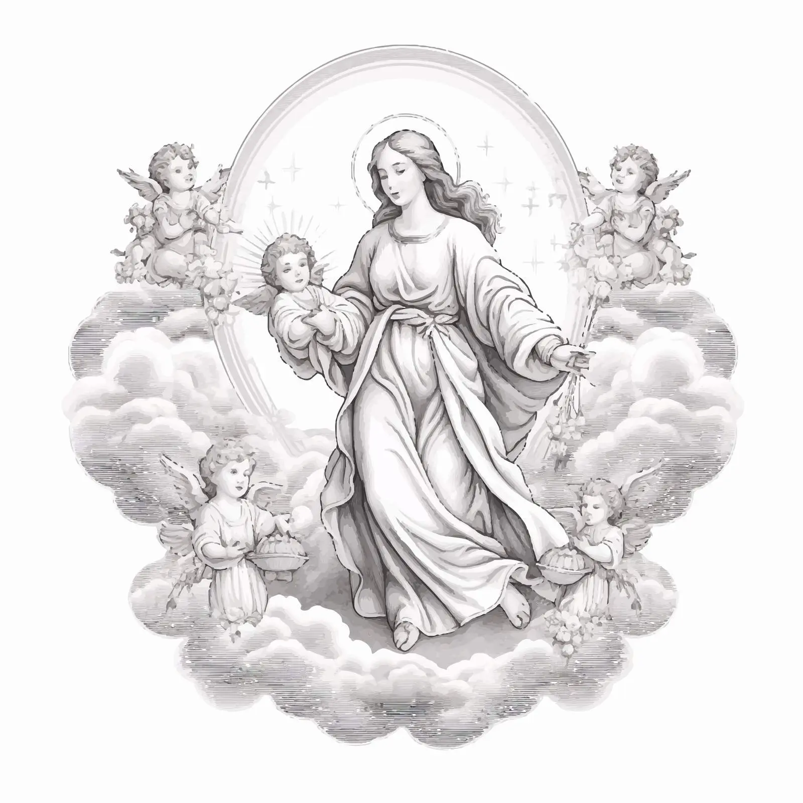 Vintage Easter Artwork with Jesus and Mary — free download from Dotvec