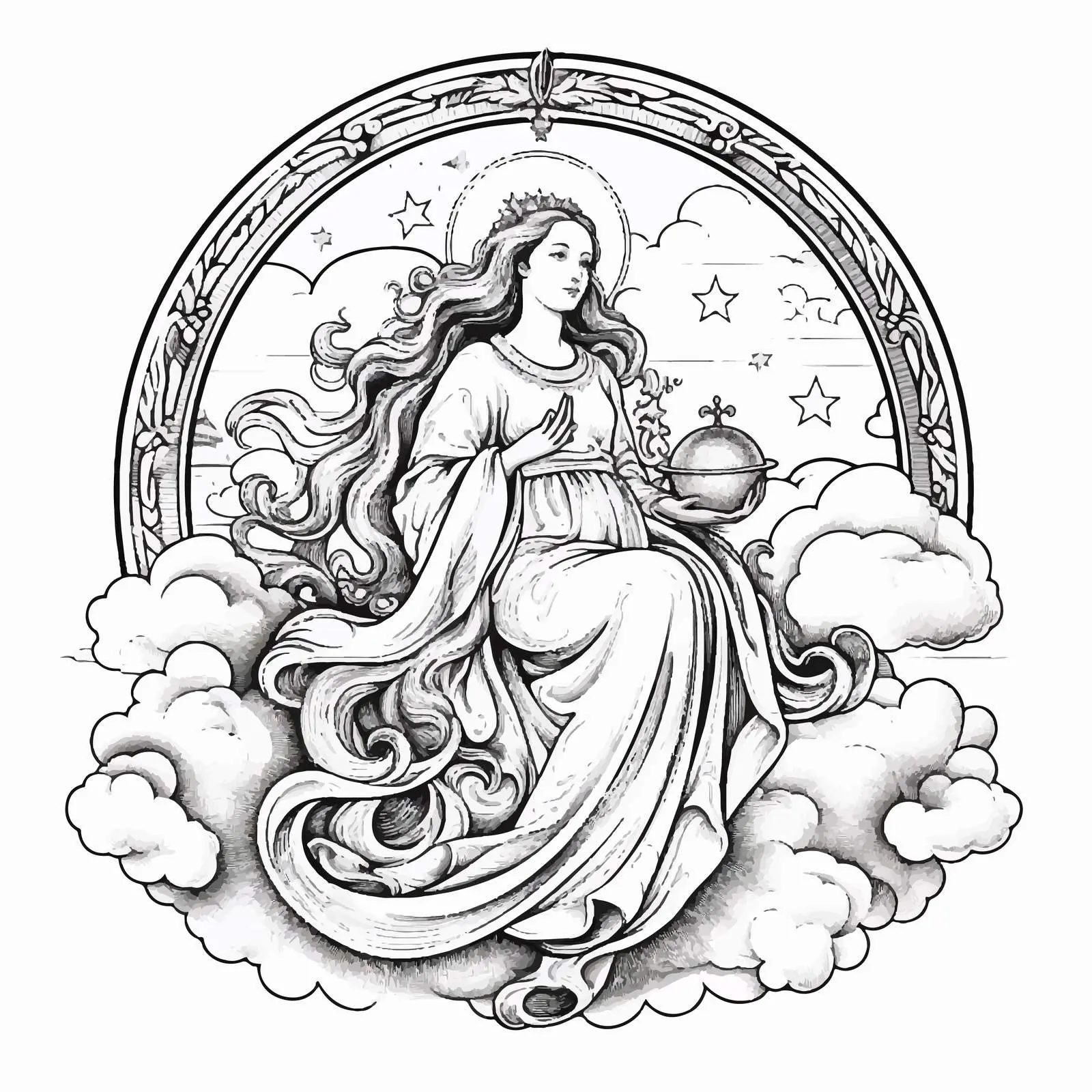 Vintage Easter Egg with Maria and Jesus — free download from Dotvec