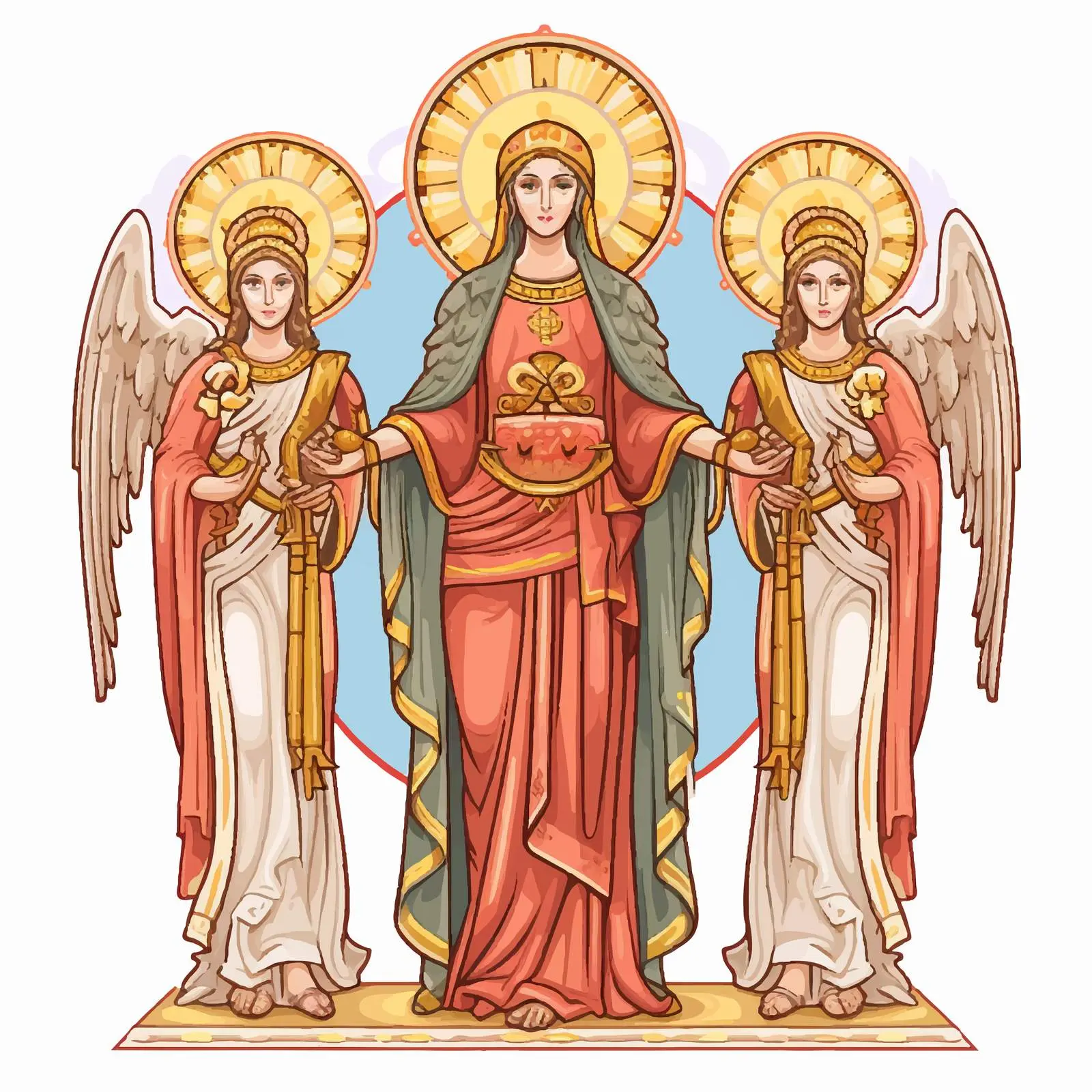 Byzantine Illustration of St. Mary and Angels – free allowed image from Dotvec