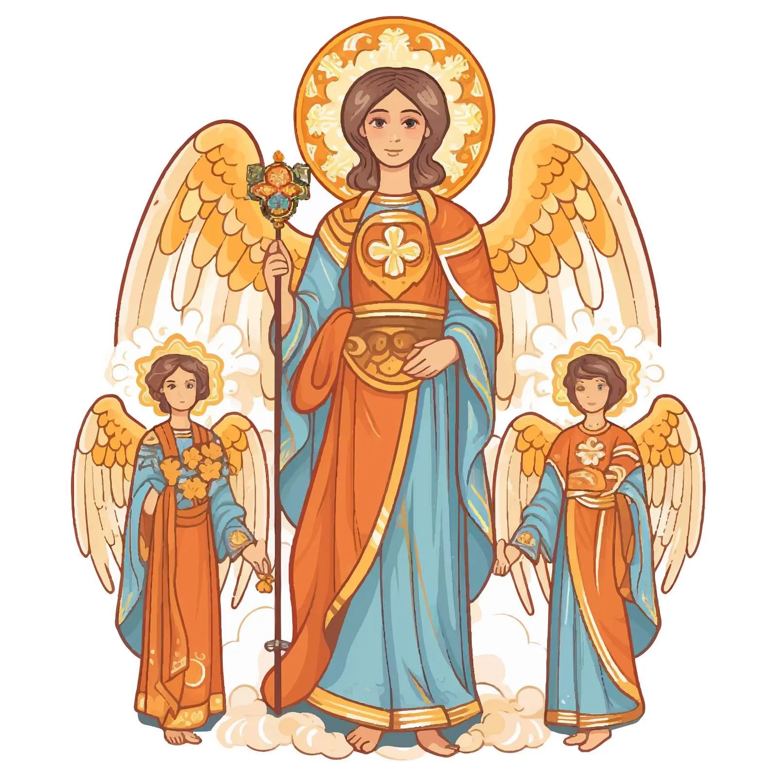 Byzantine Illustration of St. Mary and Angels — free download from Dotvec