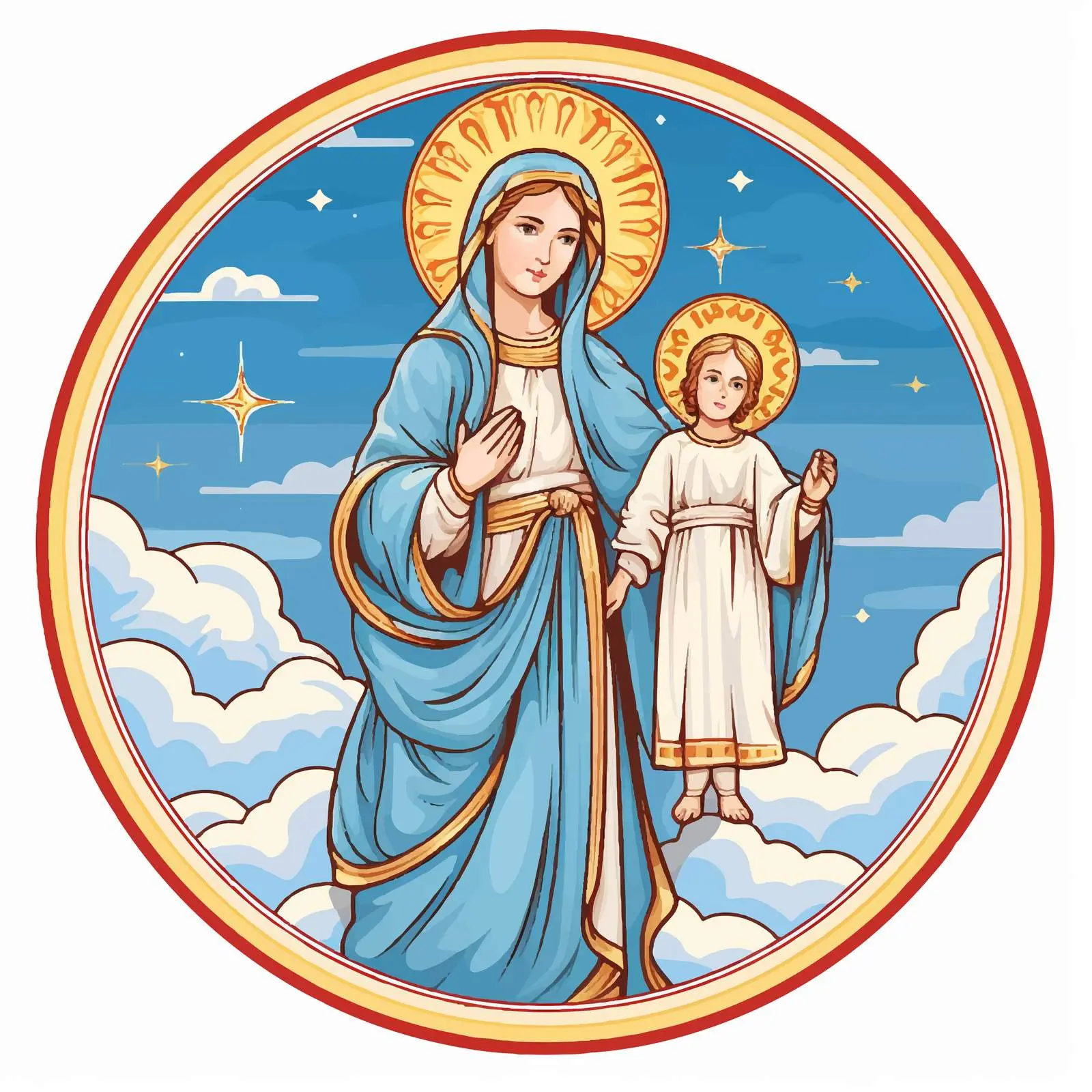 St. Mary and Child Jesus in Byzantine Illustration — free download from Dotvec