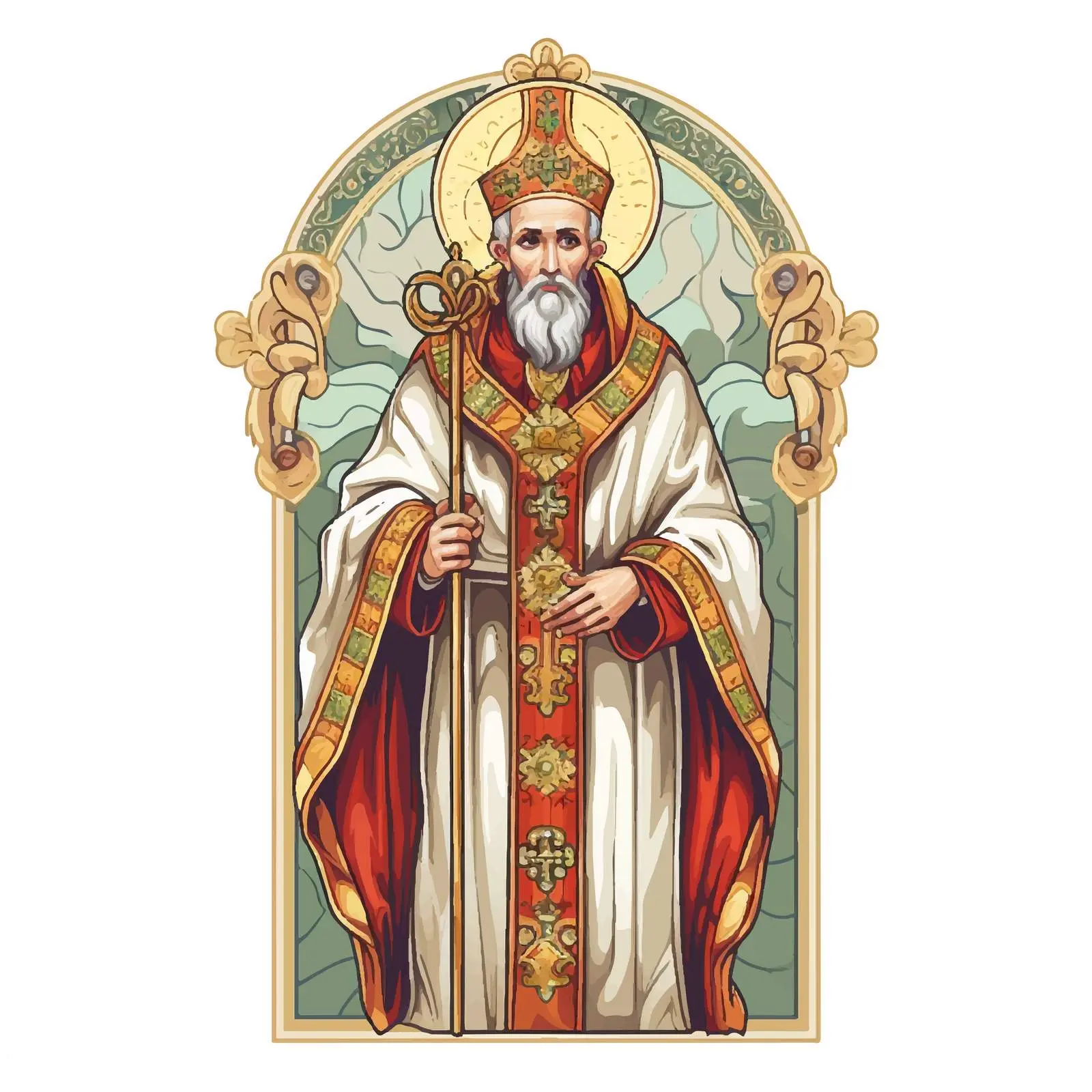 Byzantine Fresco of St. Nicholas Illustration Sketch — free download from Dotvec