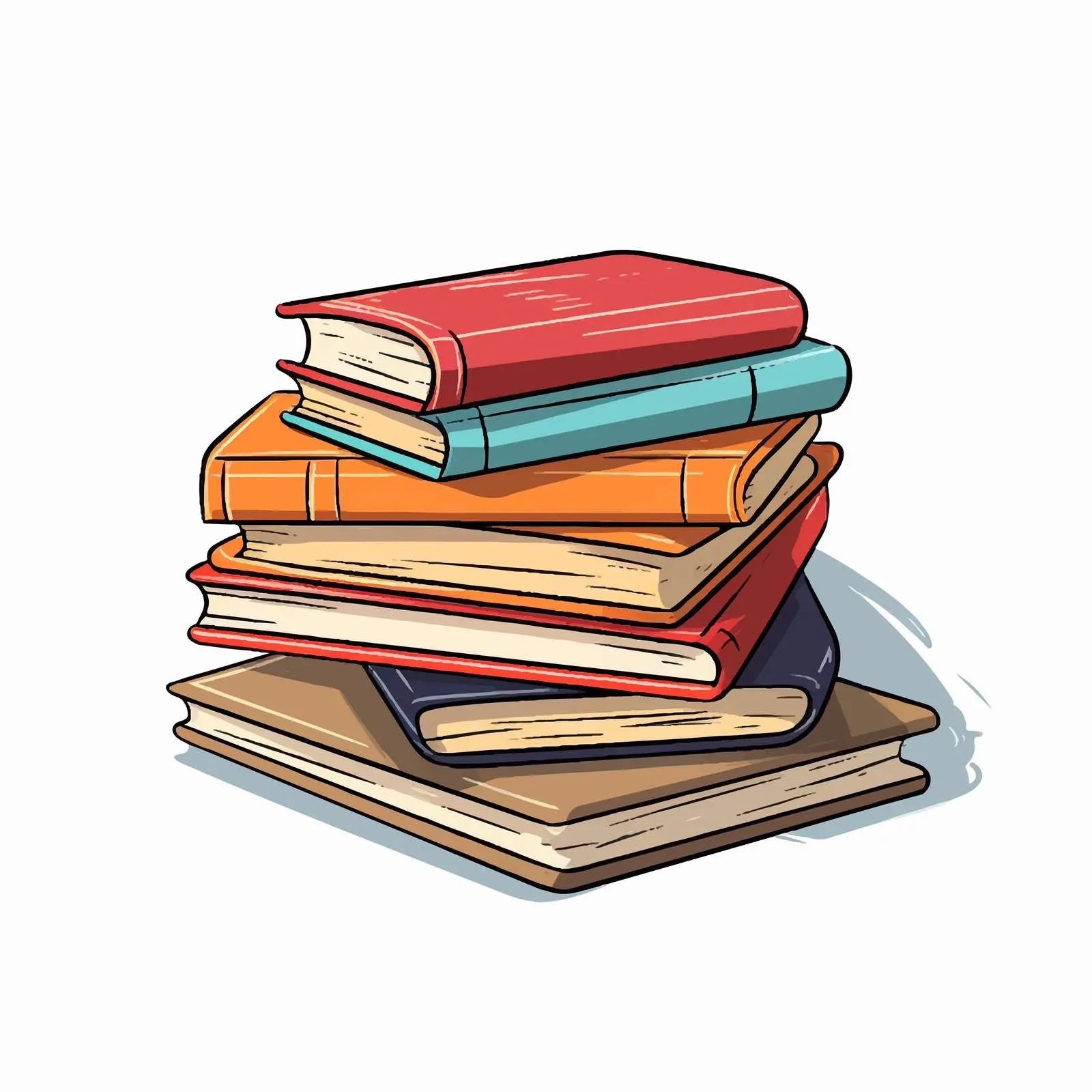 Cartoon Line Vector Illustration of Stack of Books — free download from Dotvec