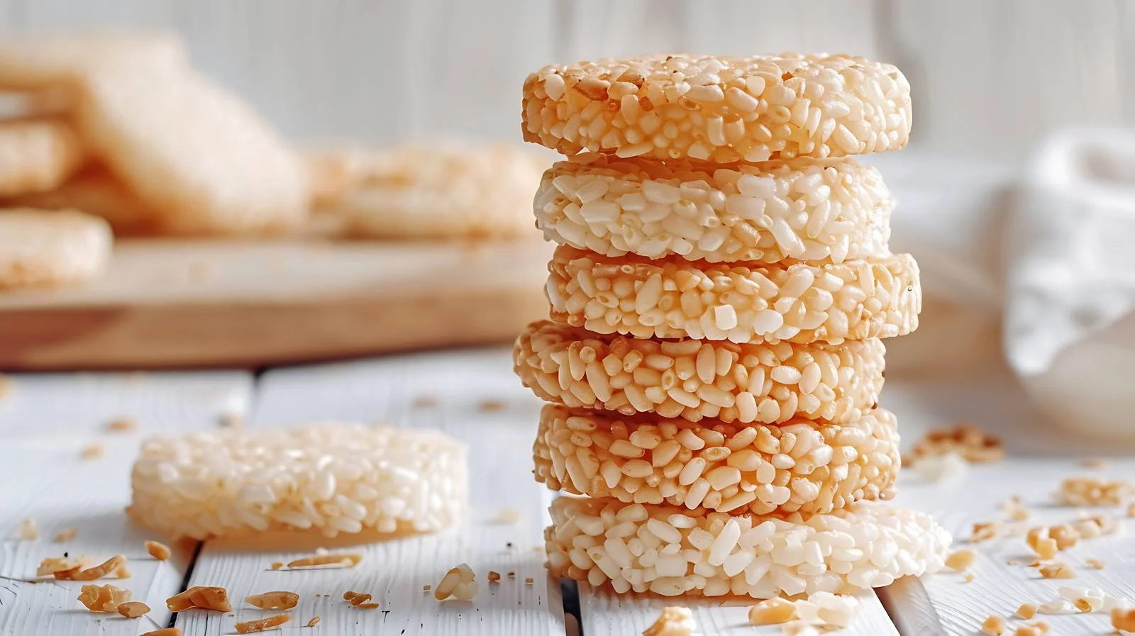 Crunchy Rice Cakes on White Table — free download from Dotvec