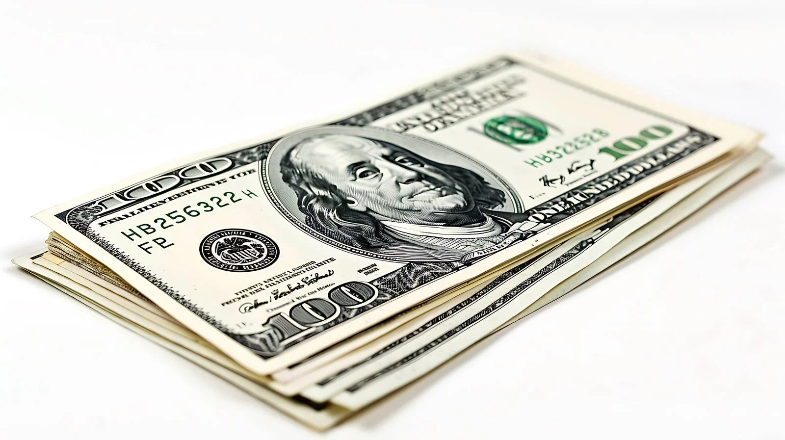 Pile of one hundred USD bills with larger denomination — free download from Dotvec