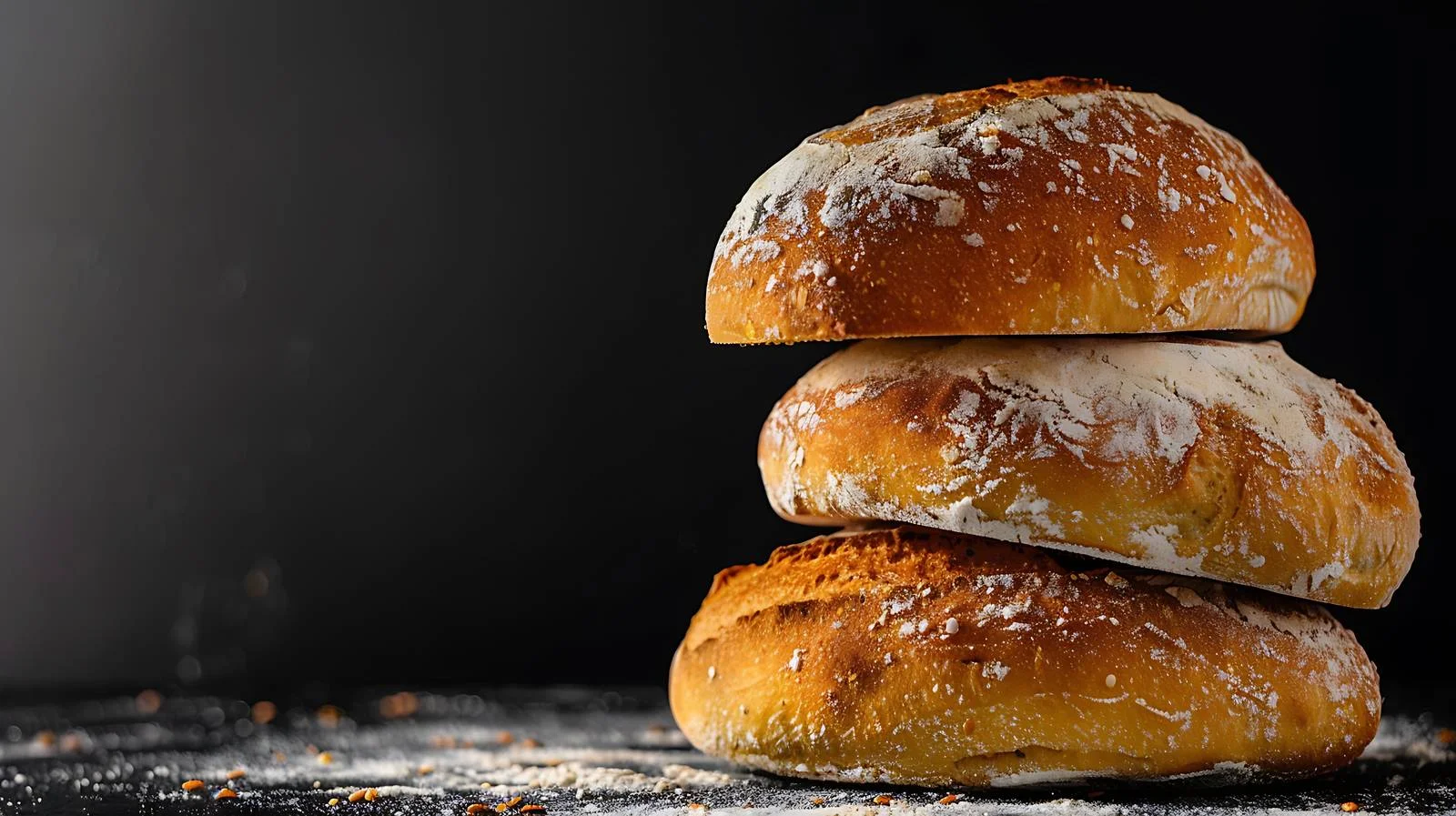Artisan Sourdough Loaves on Table with Black Background — free download from Dotvec