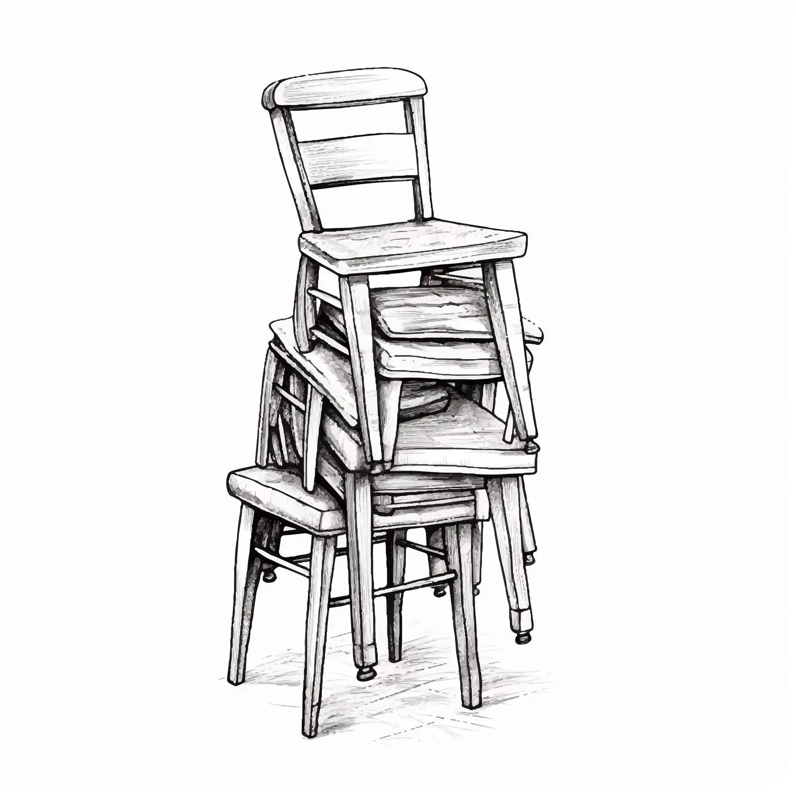 Stacking Chair Vector Sketch Illustration – free commercial furniture image from Dotvec