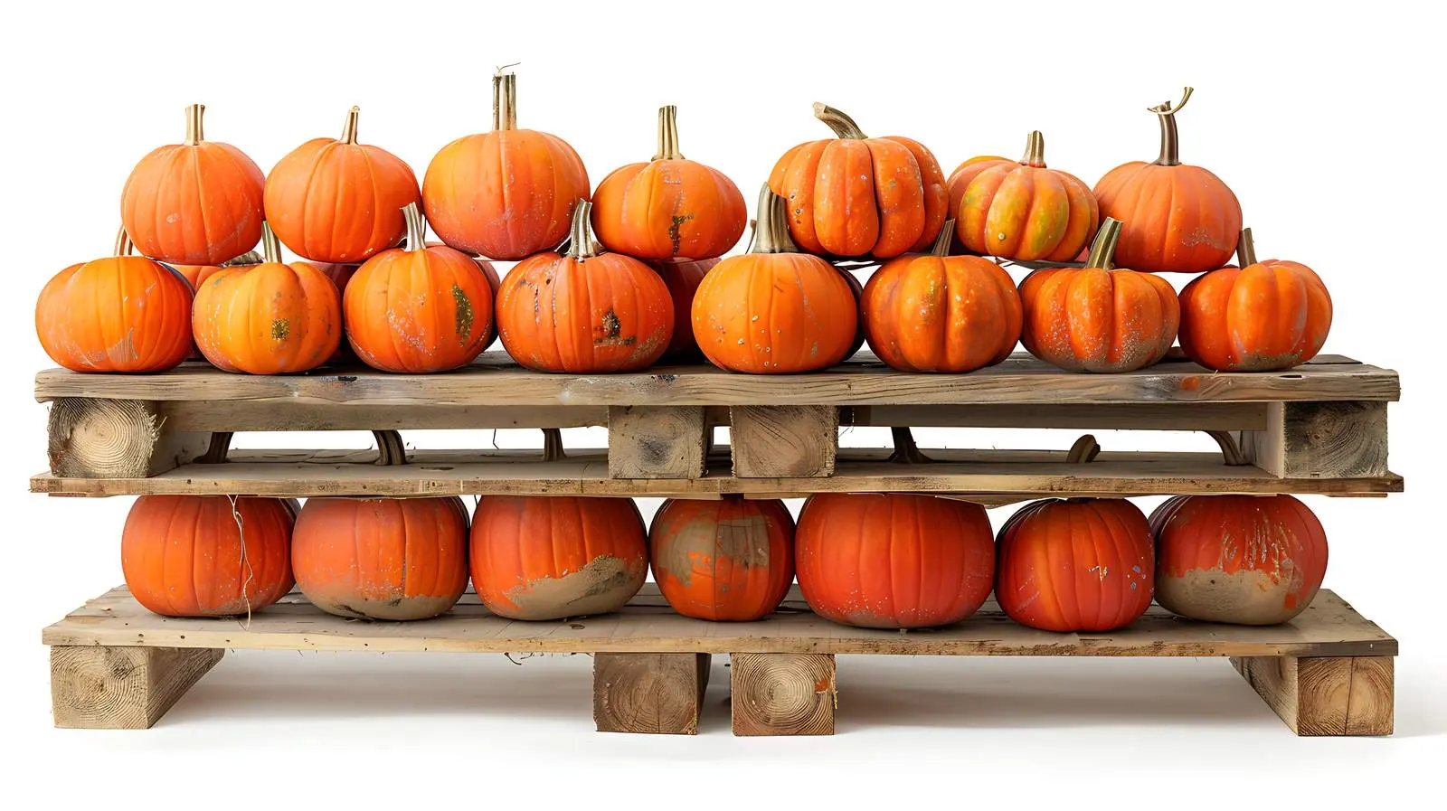 Stacks of Orange Pumpkins on Wooden Shelves — free download from Dotvec