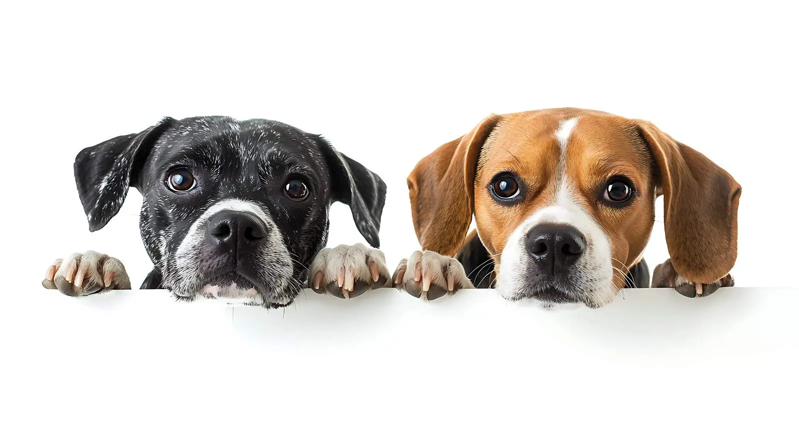 Staffordshire Terrier and Beagle Behind Poster — free download from Dotvec