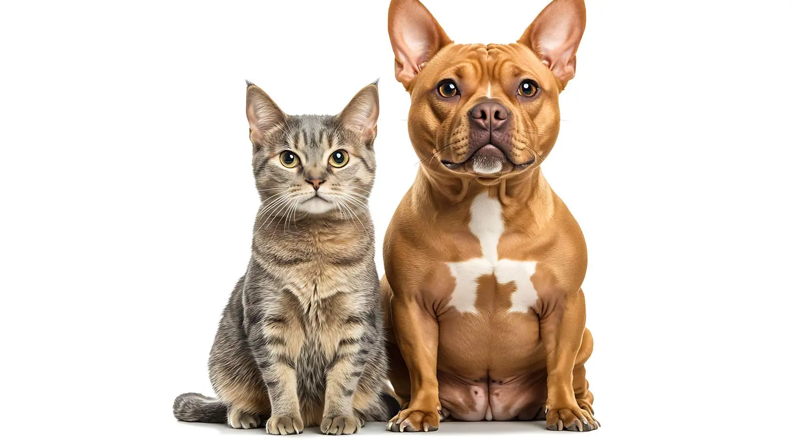Staffordshire Terrier and Scottish Straight Cat Together – free scottish straight cat image from Dotvec