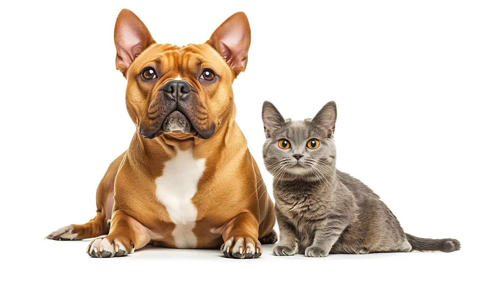 Staffordshire Terrier and Scottish Straight Cat Together – free habitat image from Dotvec