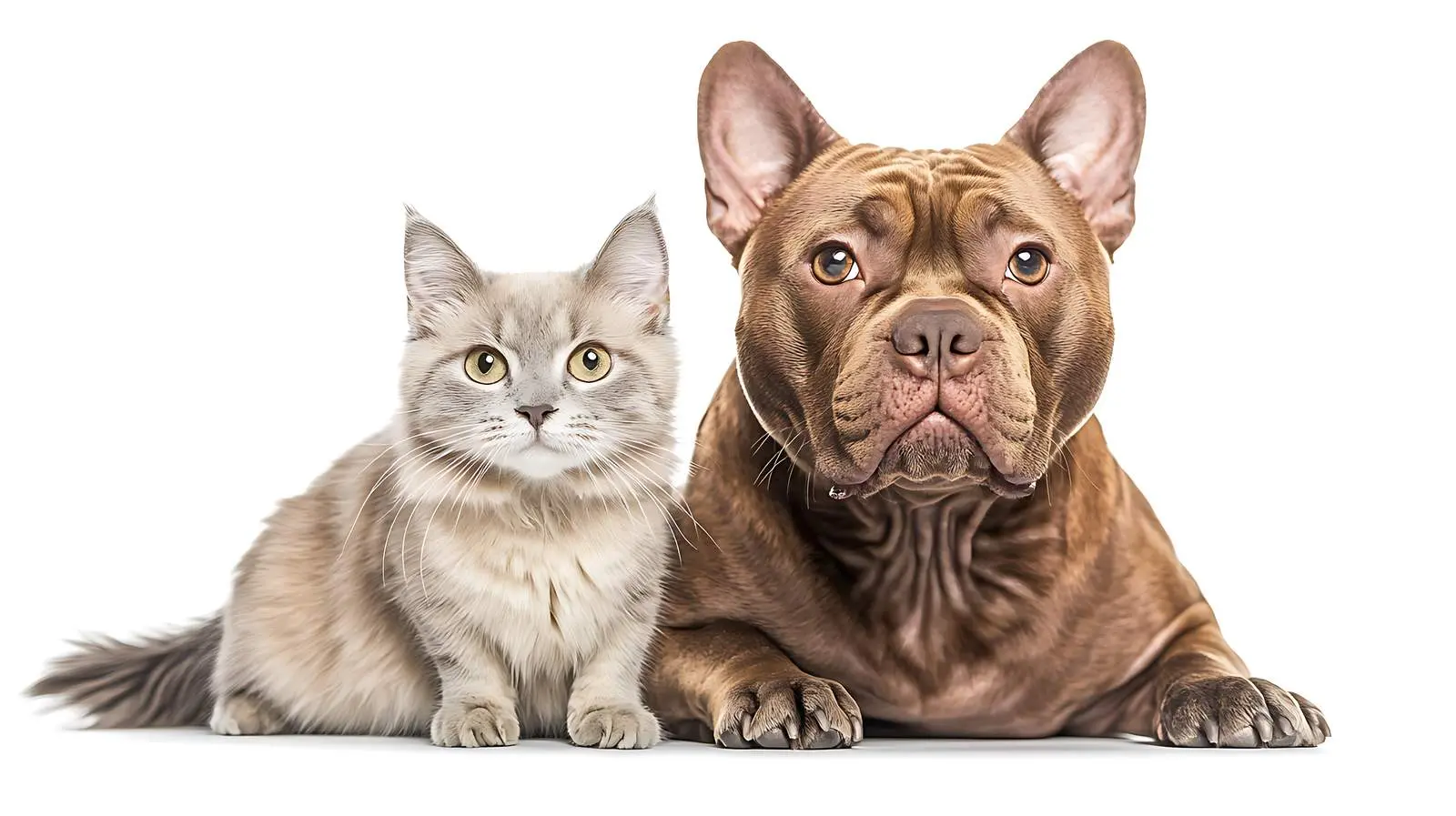 Staffordshire Terrier with Scottish Straight Cat Together — free download from Dotvec