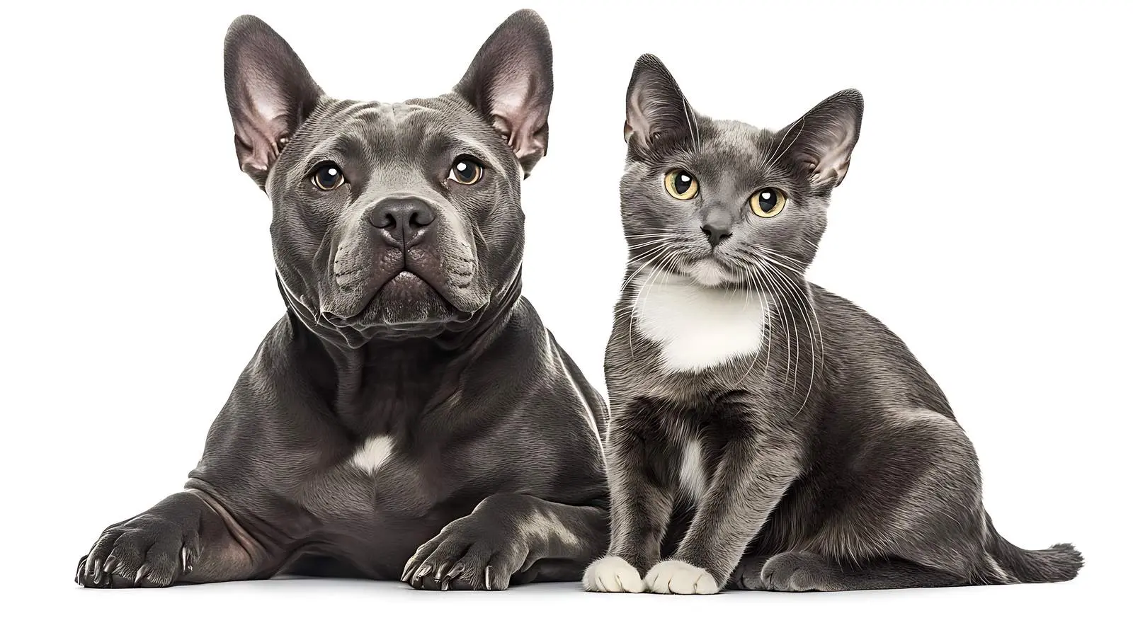 Staffordshire Terrier and Scottish Straight Cat Together — free download from Dotvec