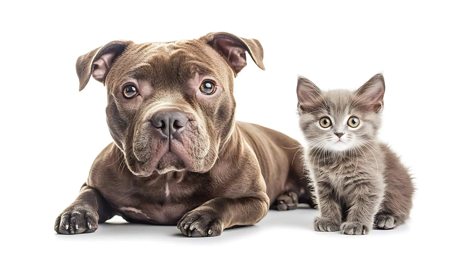 Staffordshire Terrier with Playful Scottish Kitten — free download from Dotvec
