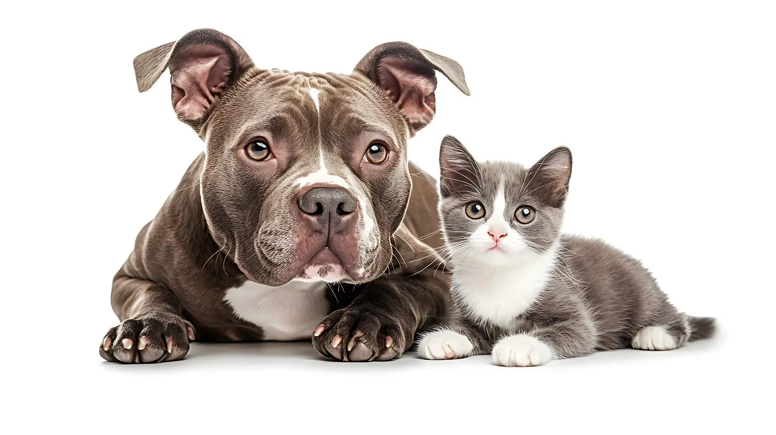 Playful Staffordshire Terrier and Frisky Kitten — free download from Dotvec