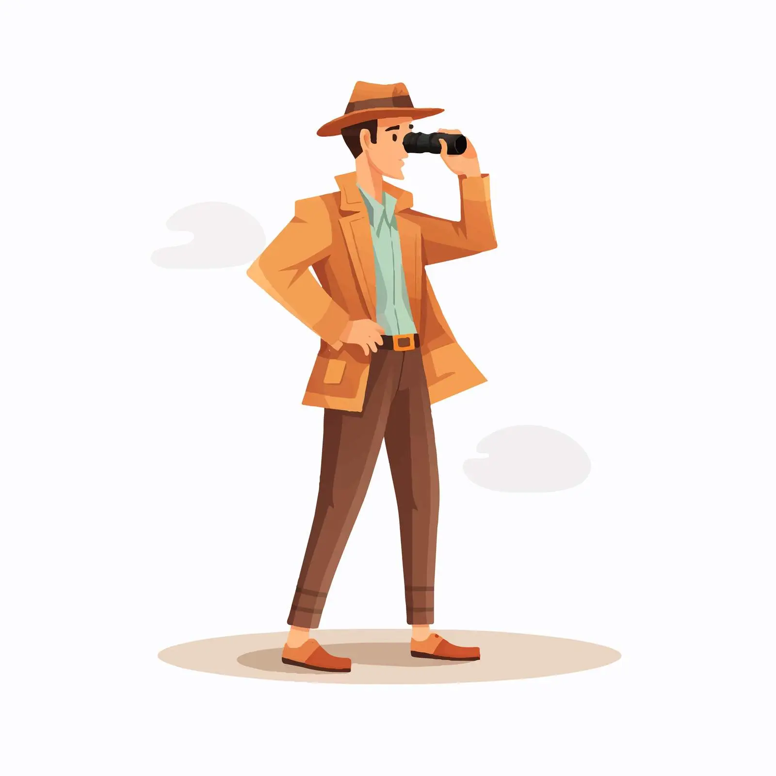 Cartoon Vector of Man Using Binoculars – free outing image from Dotvec