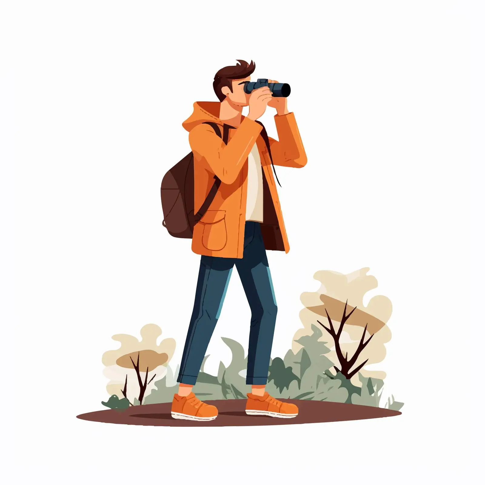 Cartoon Man With Binoculars Vector Illustration — free download from Dotvec