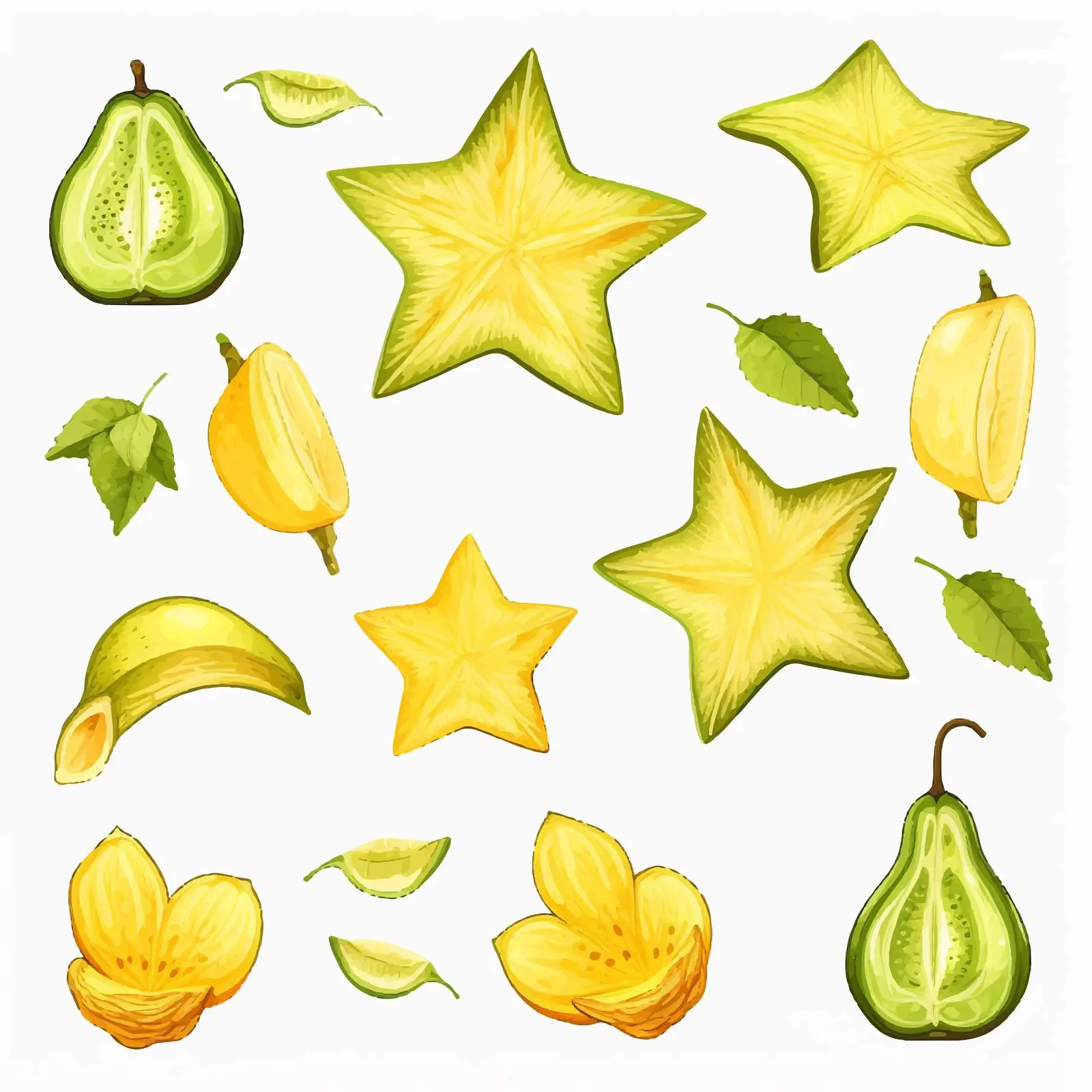 Star Fruit Line Vector Illustration on White Background — free download from Dotvec