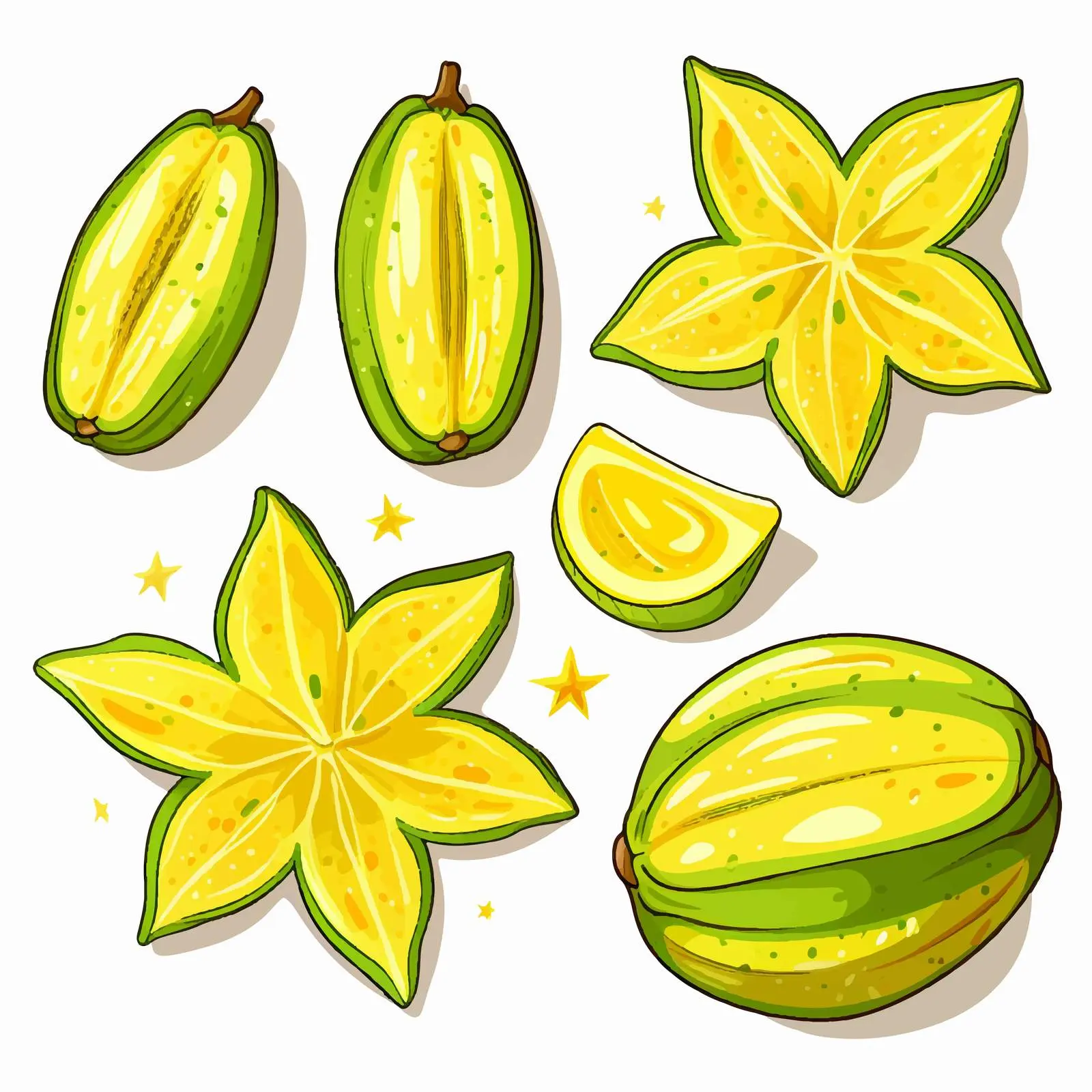 Star Fruit Line Vector Illustration — free download from Dotvec