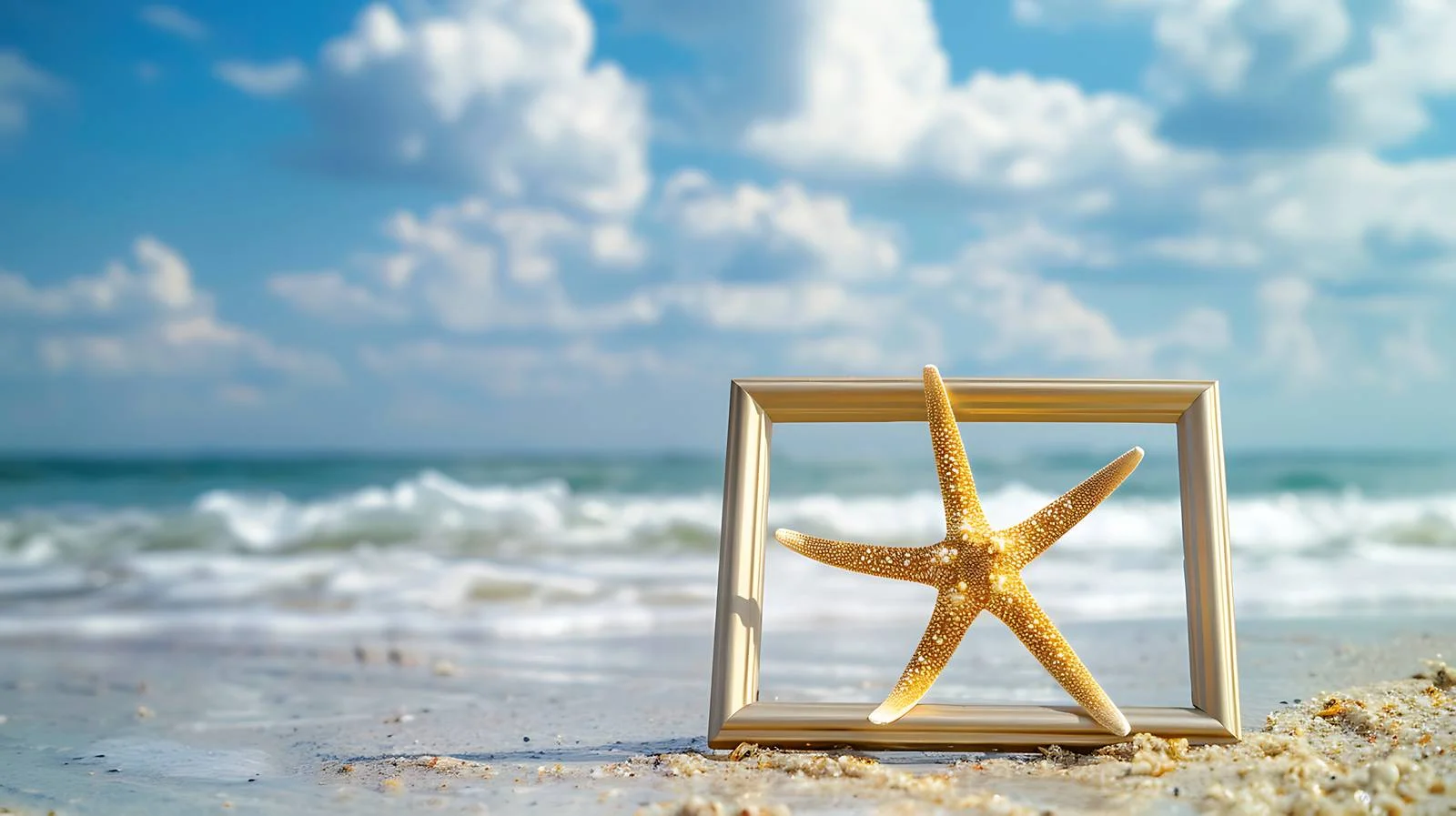 Starfish with ornate frame on beach — free download from Dotvec
