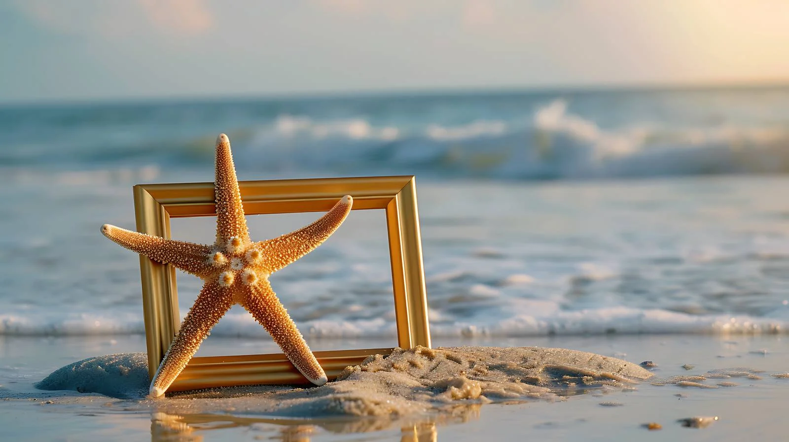 Starfish with Elegant Frame at Seaside — free download from Dotvec