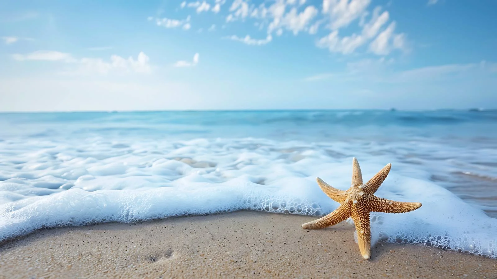 Starfish on Sandy Shore with Splashing Waves — free download from Dotvec