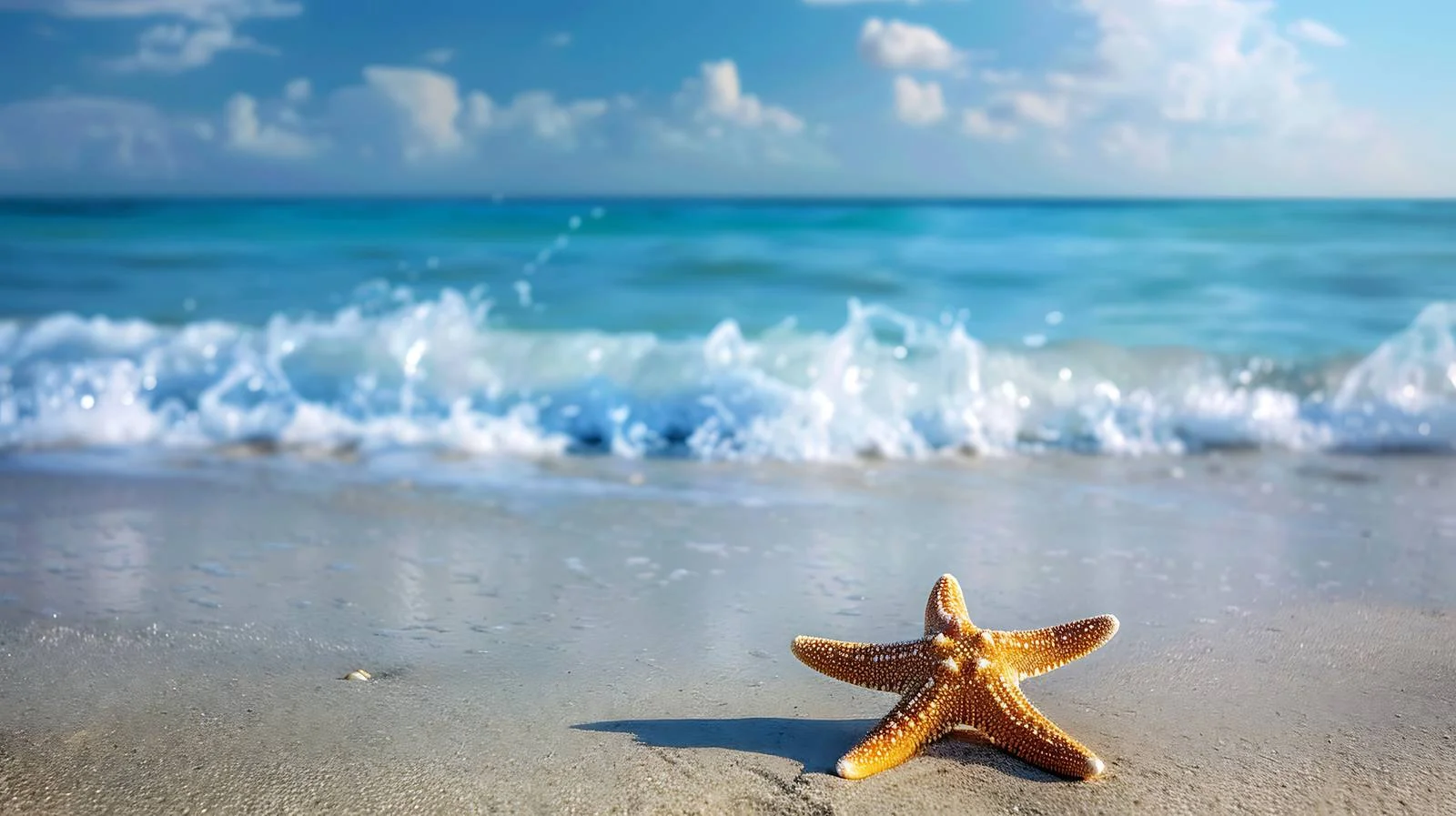 Starfish on Sandy Shoreline by Ocean — free download from Dotvec