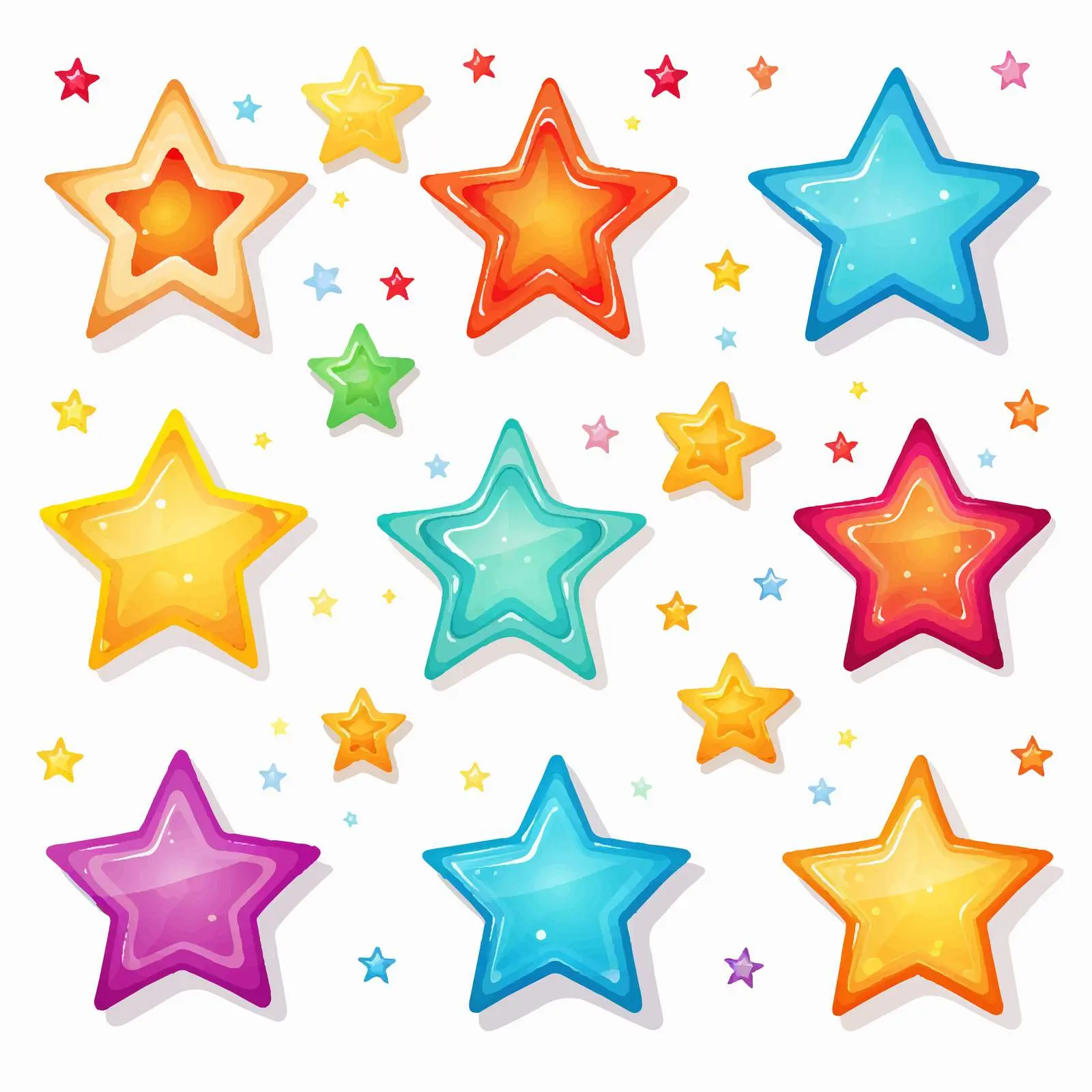 Colorful Cartoon Stars on White Background — free download from Dotvec