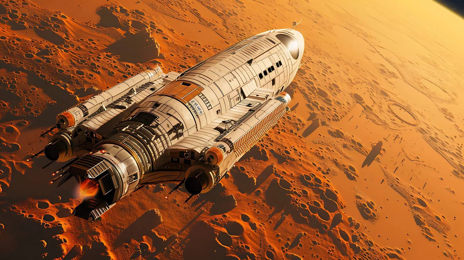 Starship in Low Mars Orbit — free download from Dotvec