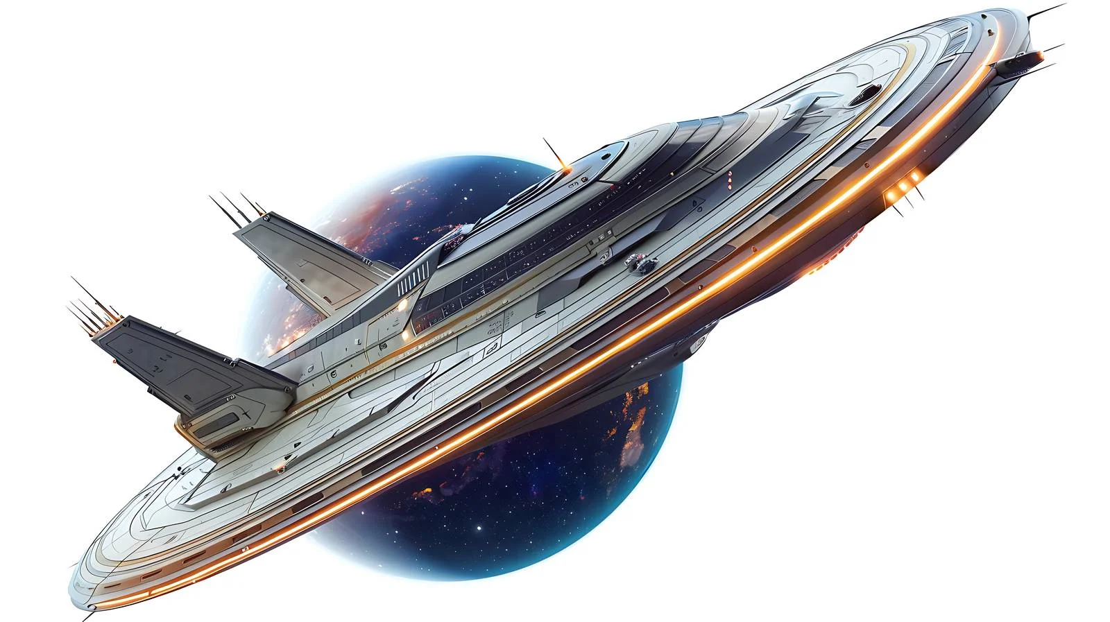 Starship near Saturn Planet — free download from Dotvec