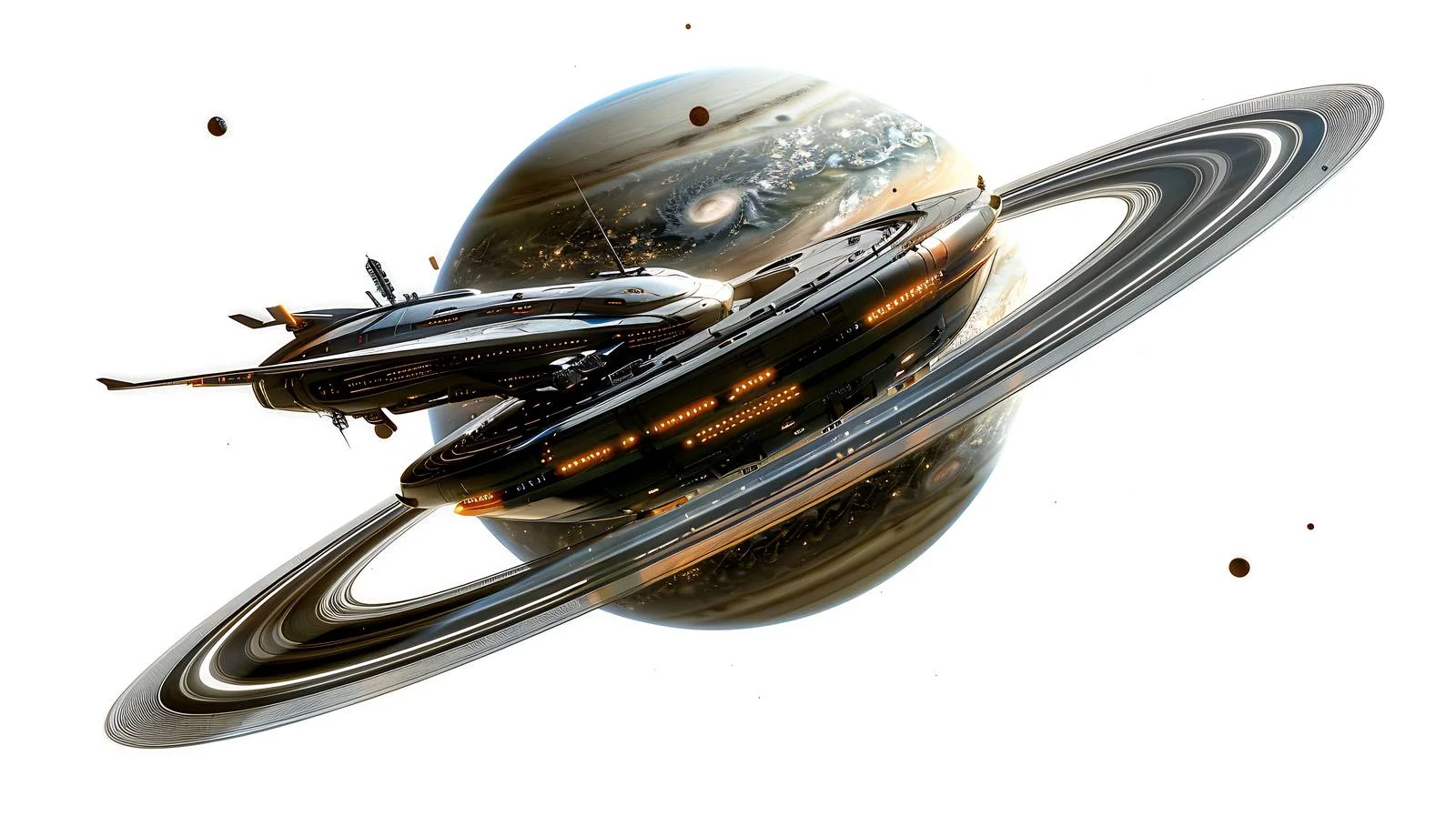 Starship near Saturn in Space Image — free download from Dotvec
