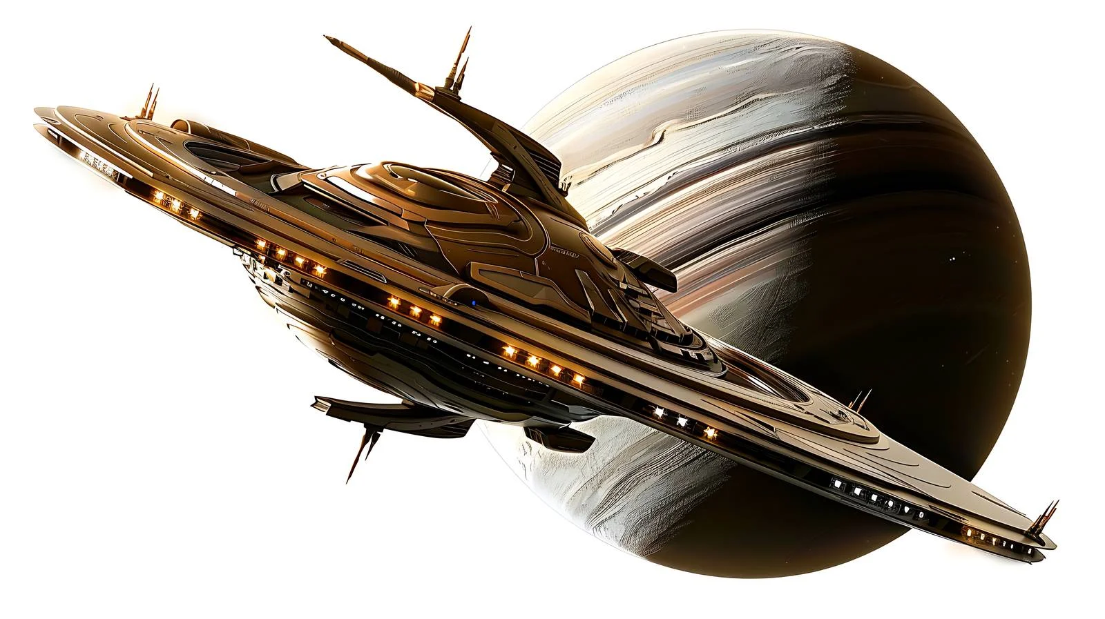 Starship near Saturn in outer space — free download from Dotvec
