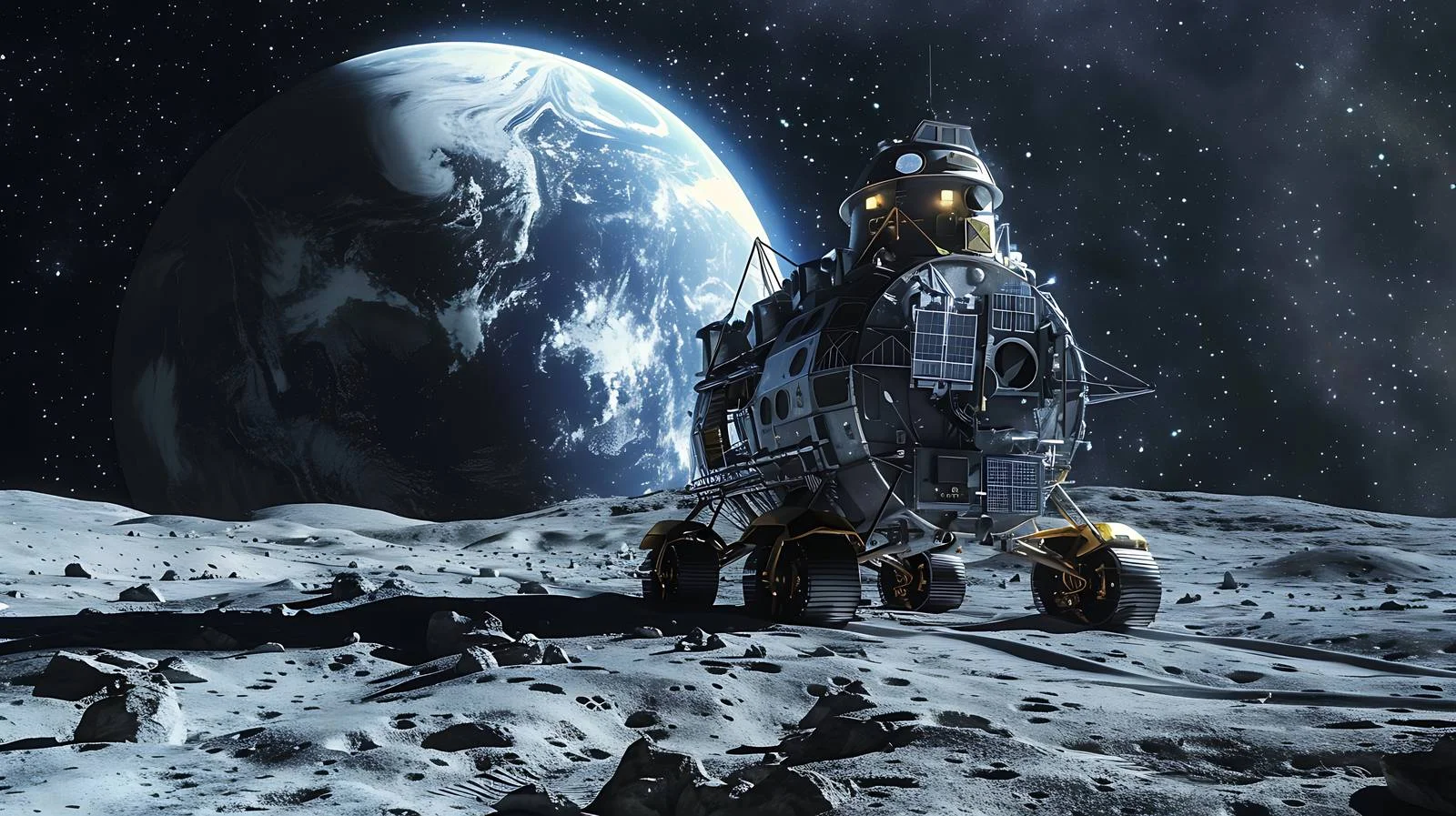 Starship on Moon with Earth View — free download from Dotvec