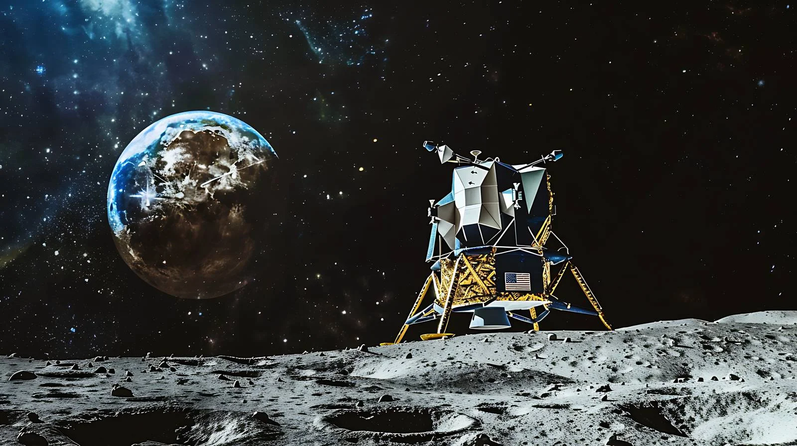 Spacecraft on Moon with Earth View — free download from Dotvec