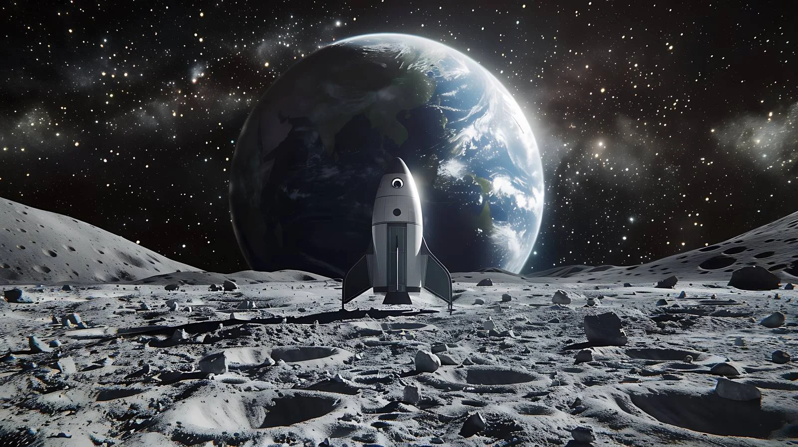 Lunar Starship on Moon with Earth — free download from Dotvec