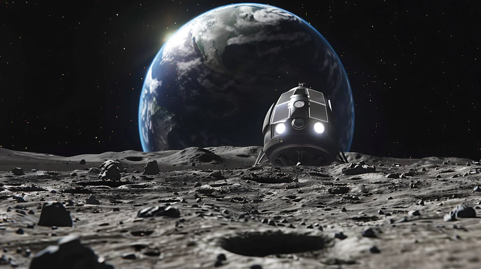 Interstellar Vessel on Lunar Terrain — free download from Dotvec