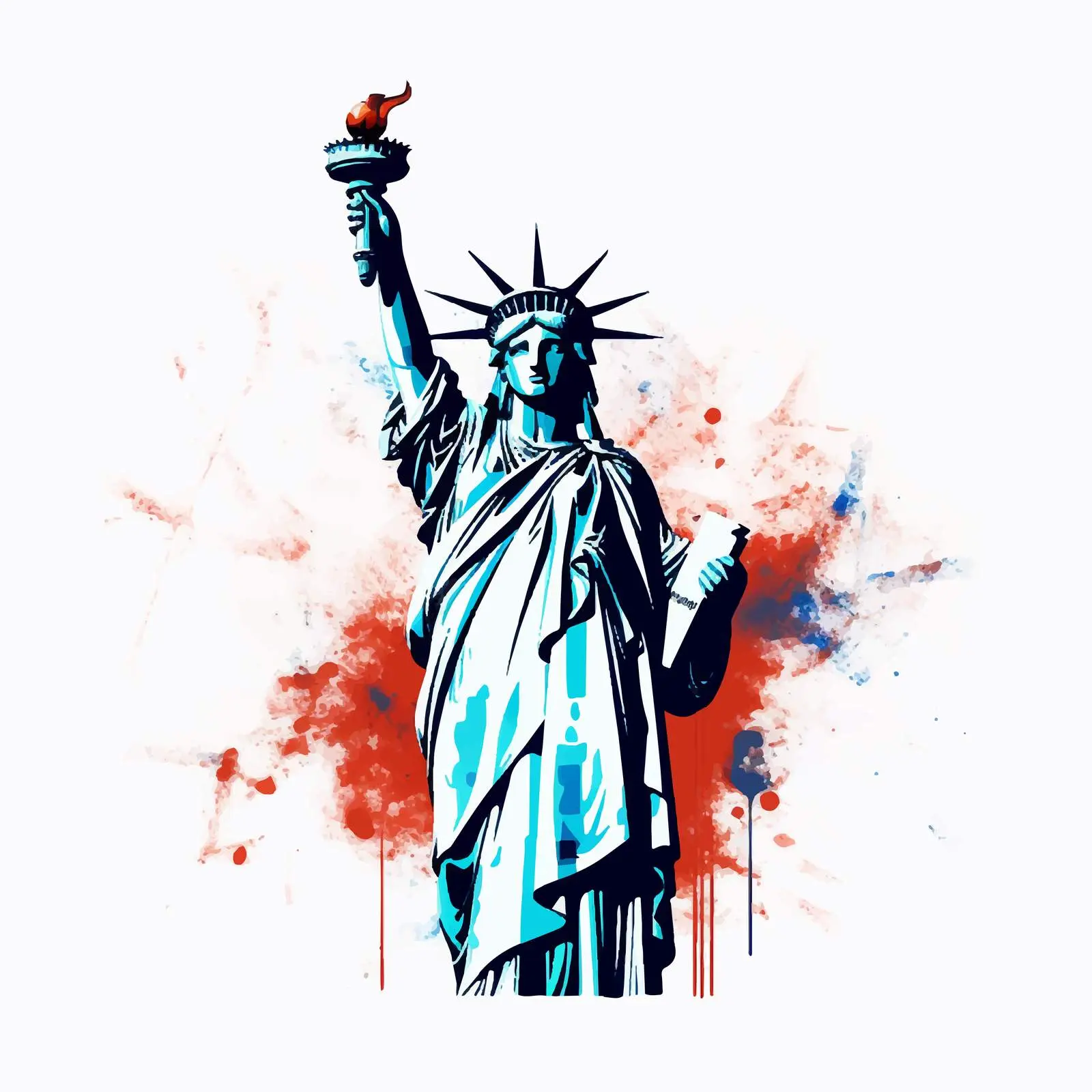 Acrylic Drawing of the Statue of Liberty – free art for home image from Dotvec