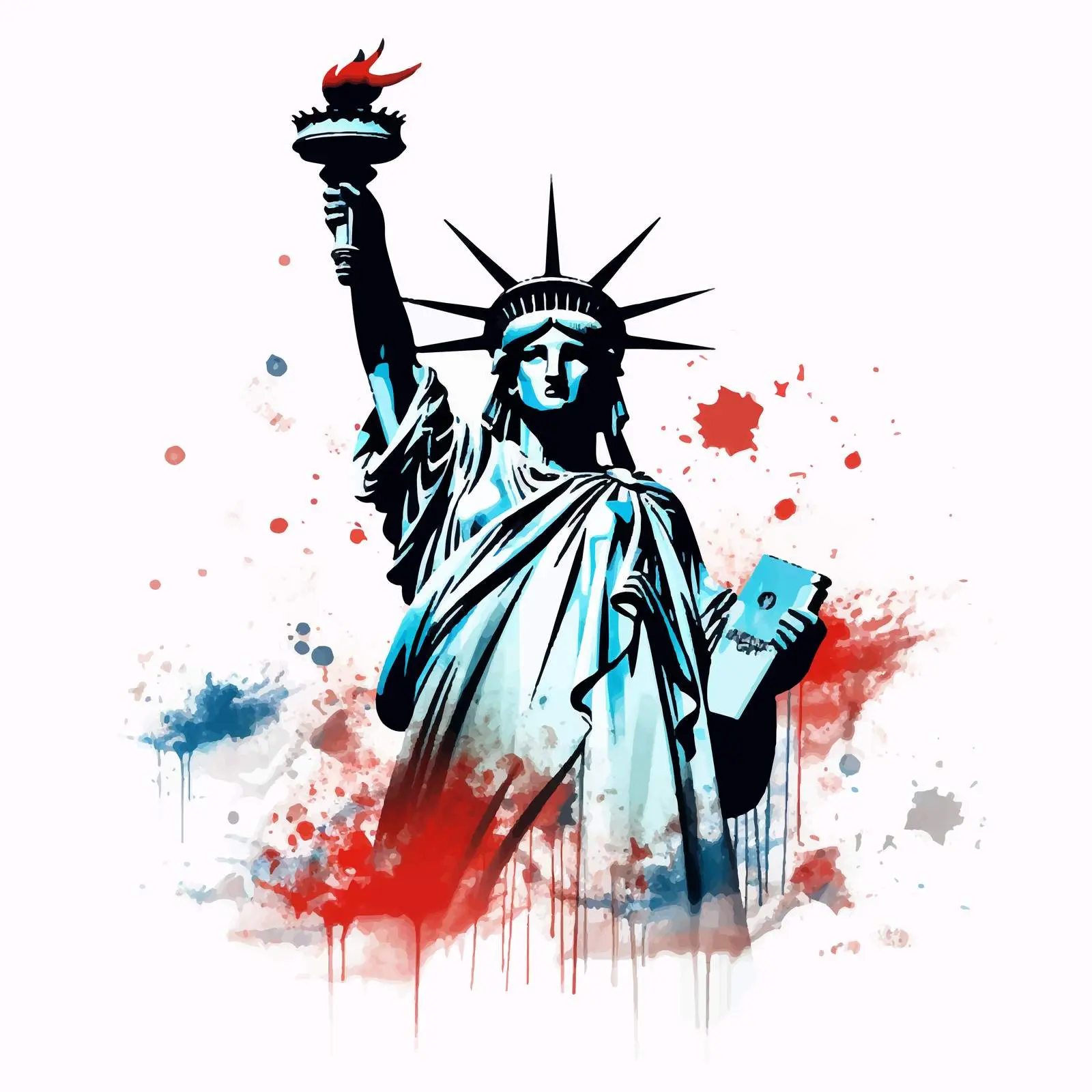 Statue of Liberty Acrylic Drawing - America Grunge Art — free download from Dotvec