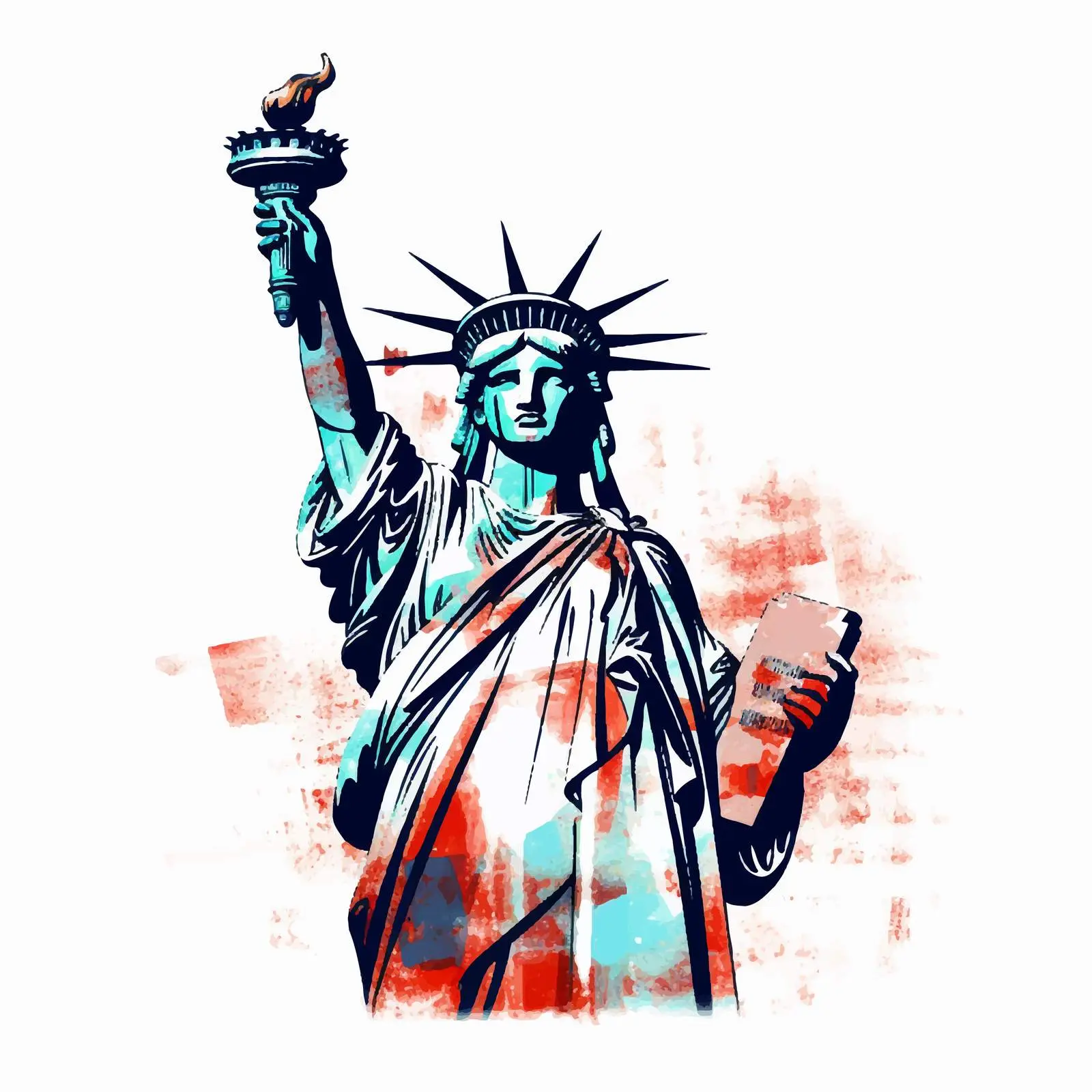 Statue of Liberty Acrylic Drawing Grunge Artwork — free download from Dotvec