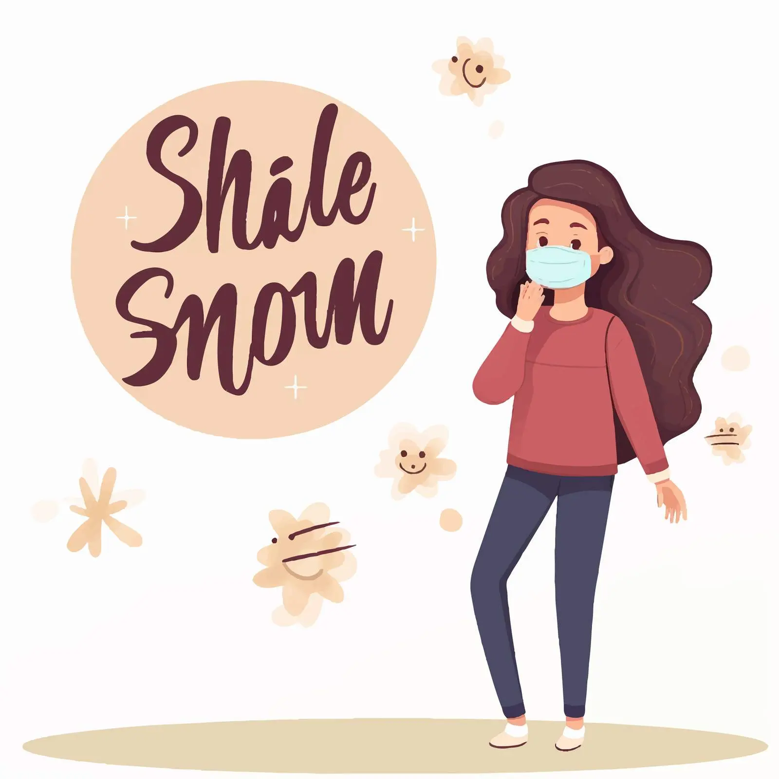 Stay Home Cartoon Style Girl Illustration — free download from Dotvec